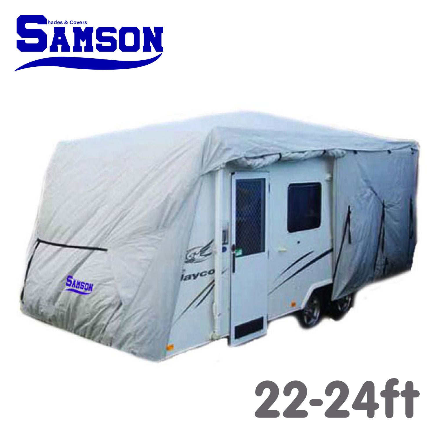 Heavy Duty Waterproof Caravan Cover 22-24ft, Triple Zip