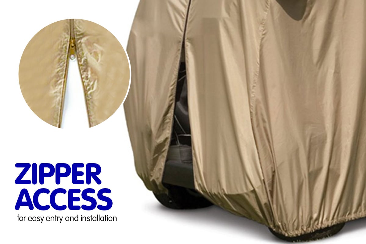 Waterproof 2 Seater Golf Cart Cover w/Rear Zip Access Samson