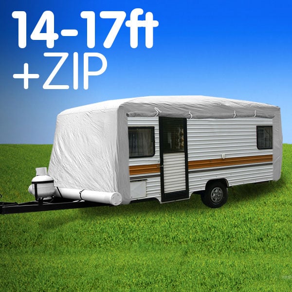 UV-Treated Waterproof Caravan Cover with Side Zips 14-17 ft