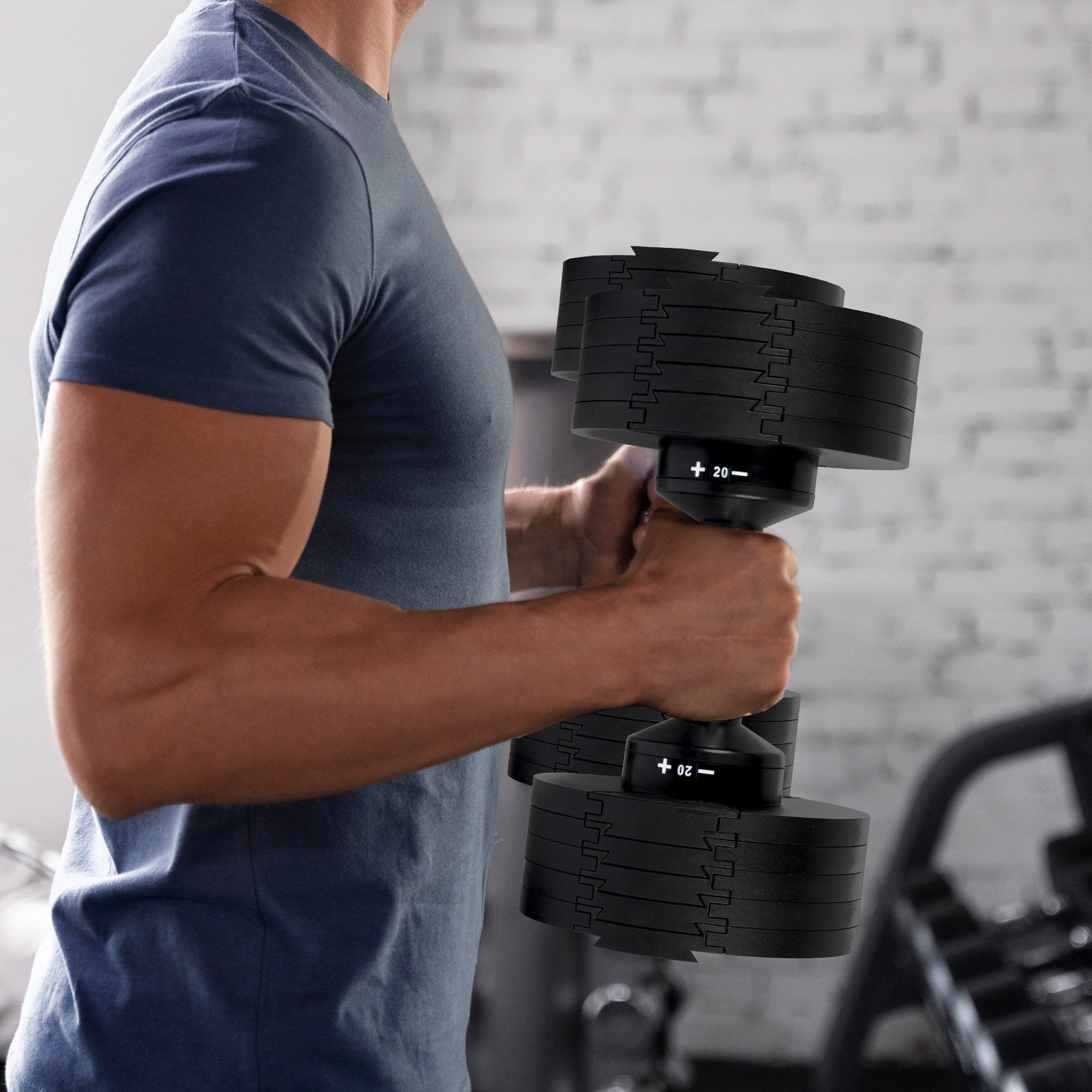 Powertrain Eon 2 x 36kg Dial-Up Adjustable Dumbbell Home Gym Weights