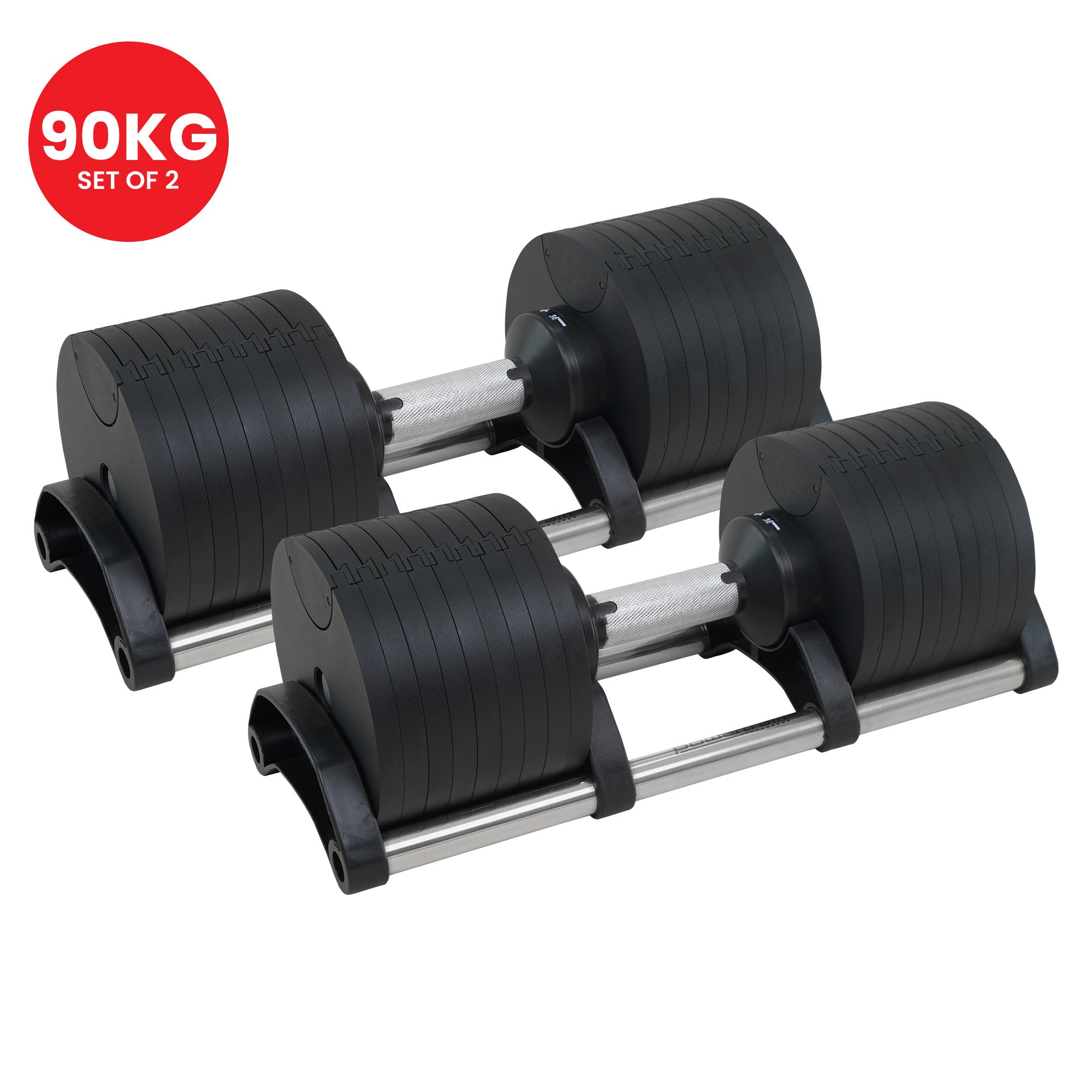 Powertrain Eon 90kg Adjustable Dumbbells Home Gym 9 Strength Training Safety Lock System Building & Fitness Workouts