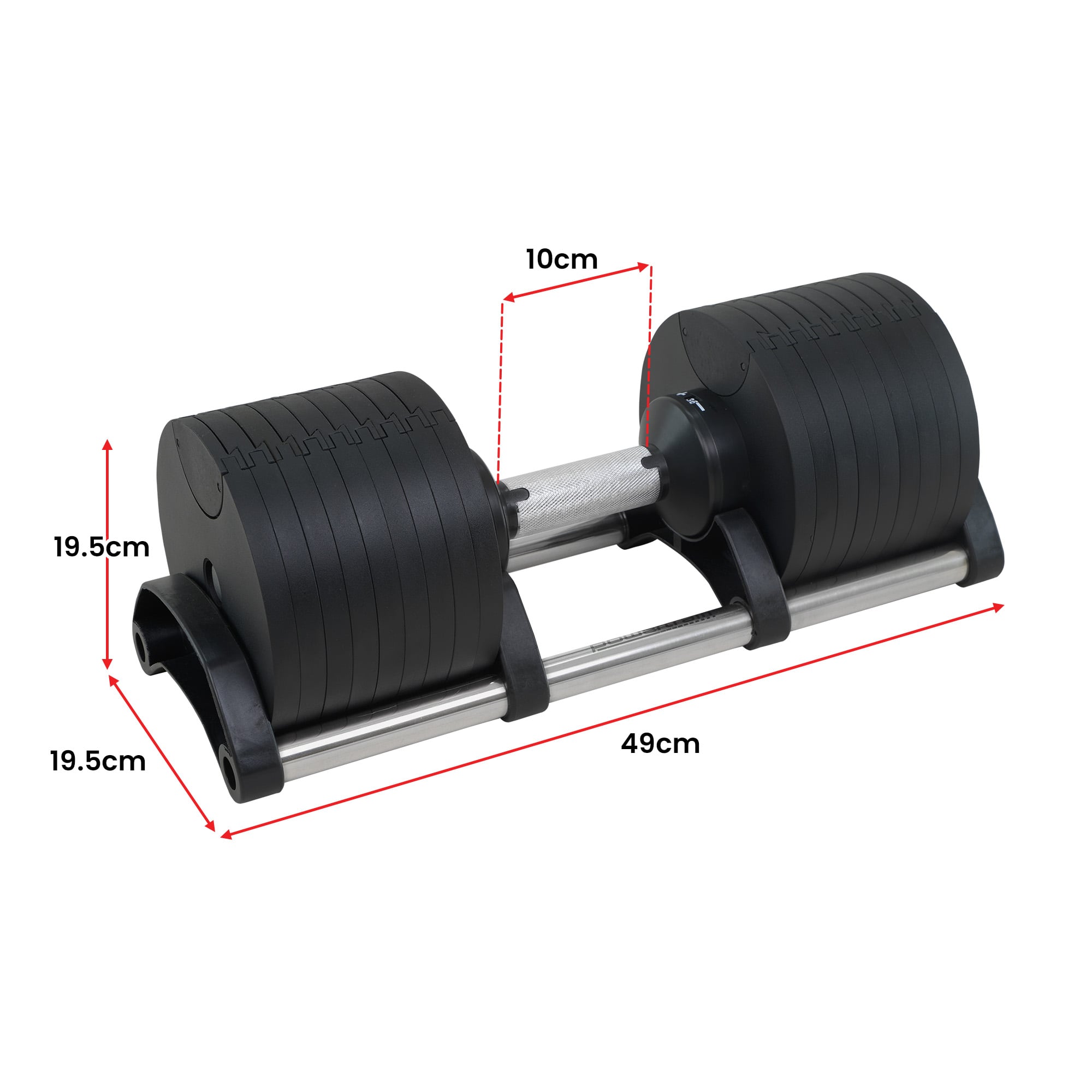 Powertrain Eon 2 X 45kg Adjustable Dumbbells W/ Stand Heavy-duty Storage Rack Home Gym 9 Strength Training Equipment