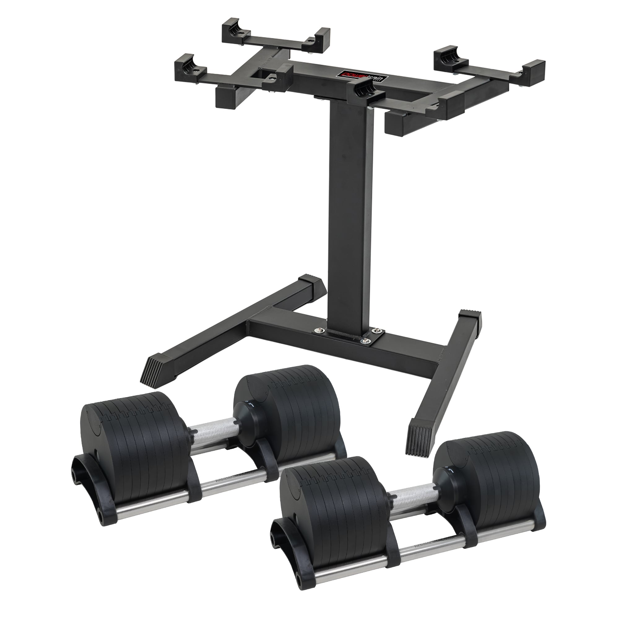 Powertrain Eon 2 X 45kg Adjustable Dumbbells W/ Stand Heavy-duty Storage Rack Home Gym 9 Strength Training Equipment