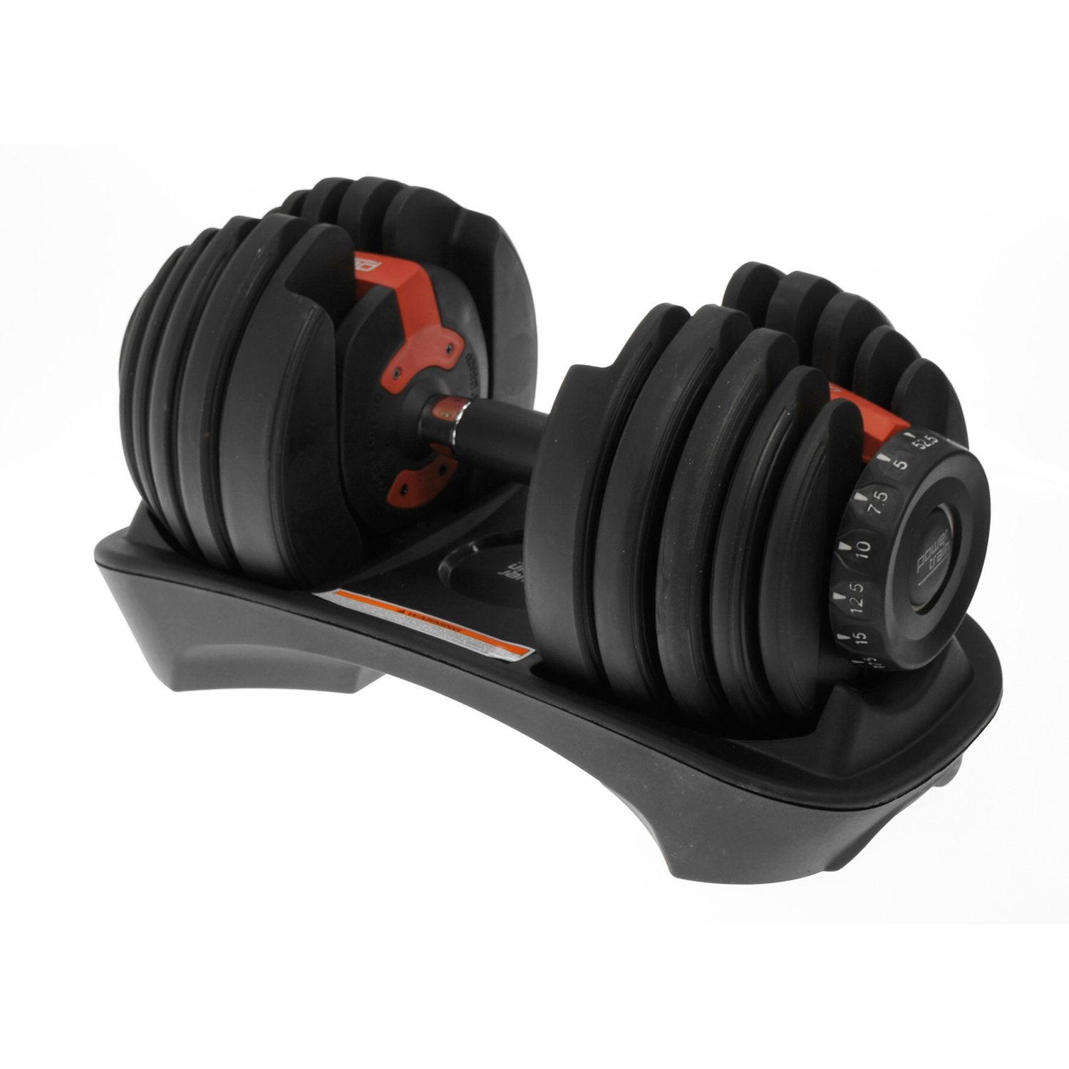 Adjustable 24kg Dumbbell with Dial - 15 Weights, Powertrain