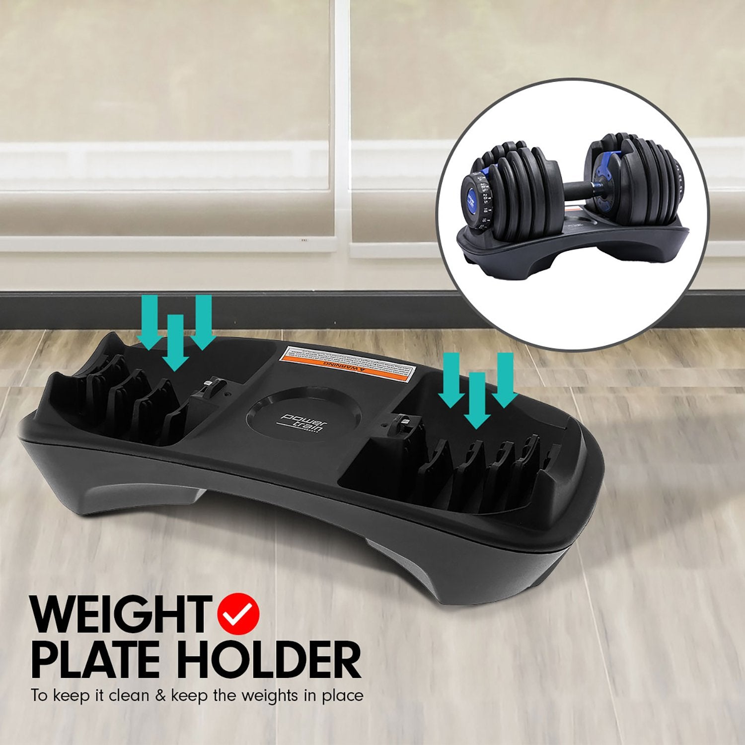 Ergonomic 24KG Adjustable Dumbbell 15 Weights - Powertrain