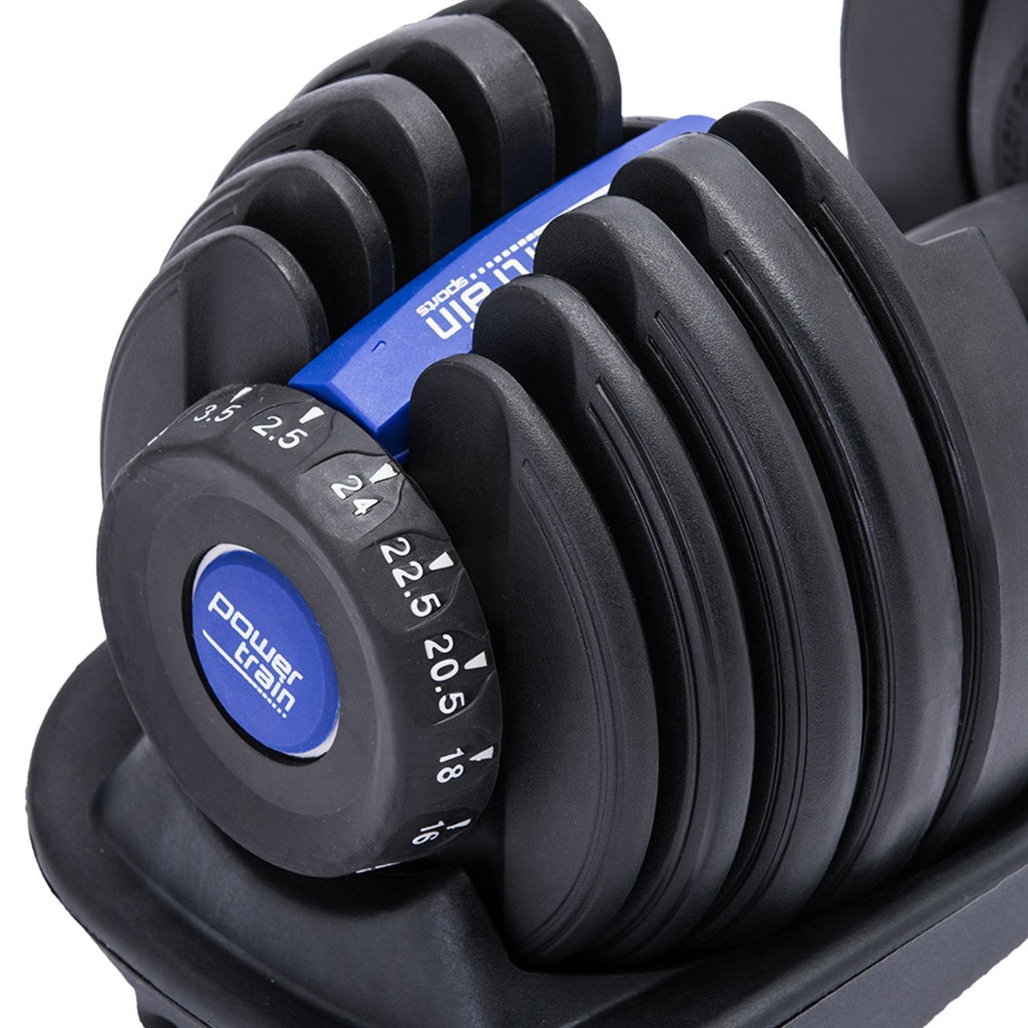 Ergonomic 24KG Adjustable Dumbbell 15 Weights - Powertrain