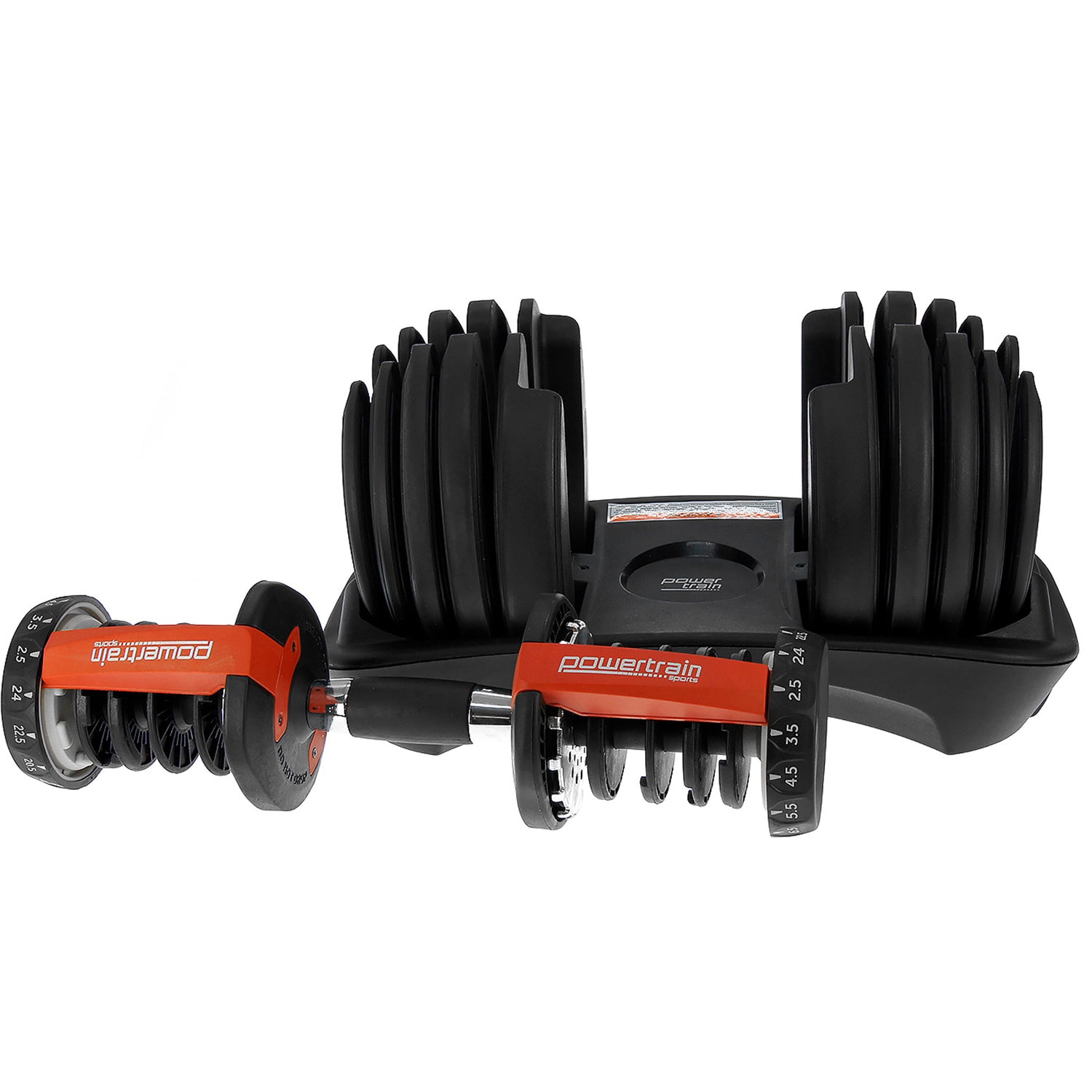 Adjustable 15 Weight Dumbbell Set, 5-52.5 lbs - Powertrain