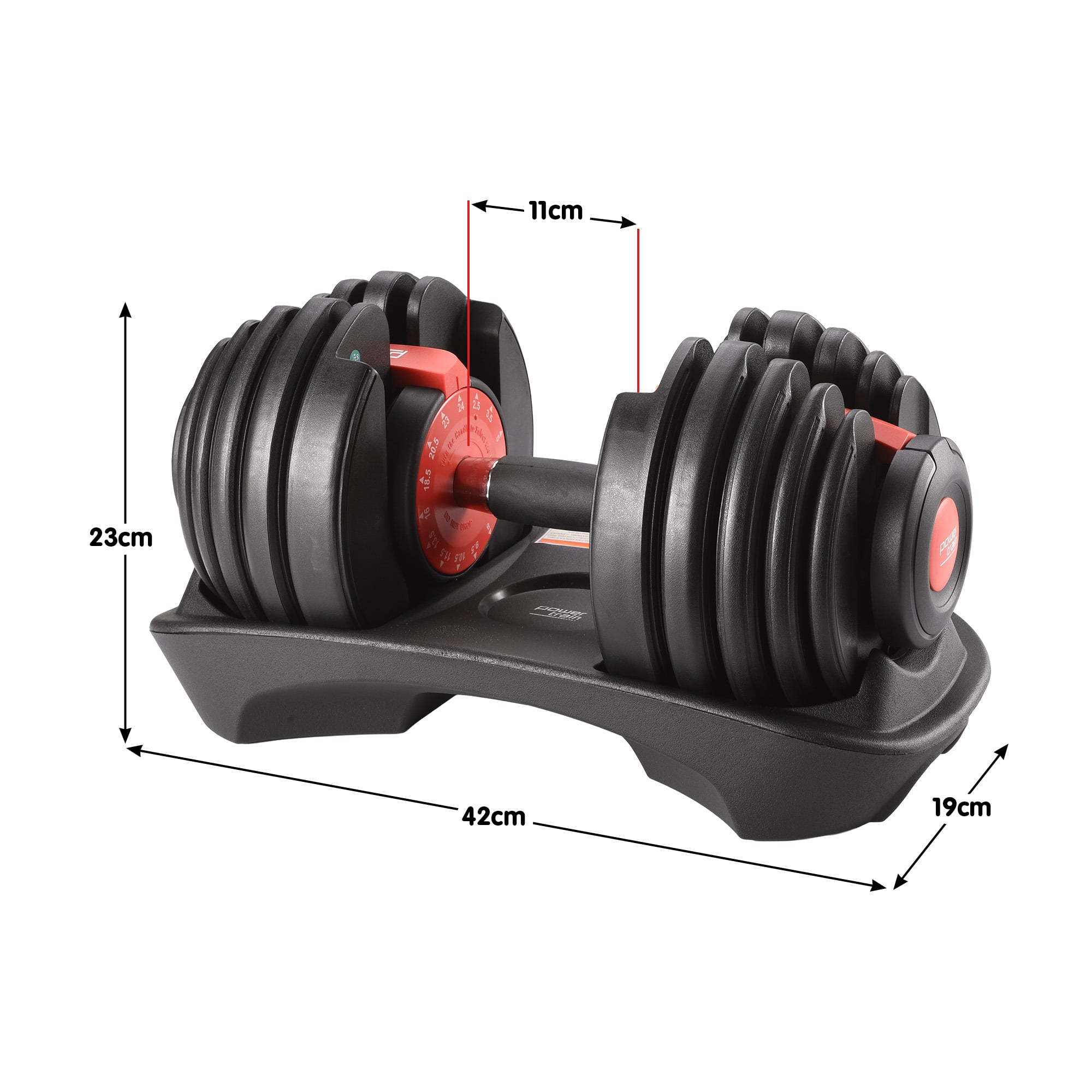 Powertrain 24kg Adjustable Dumbbells Set with Stand