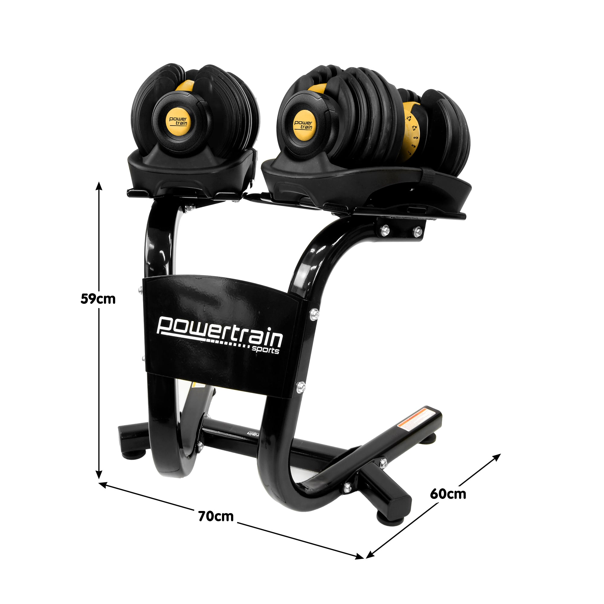Powertrain 48KG Adjustable Dumbbell Set Gold with Stand