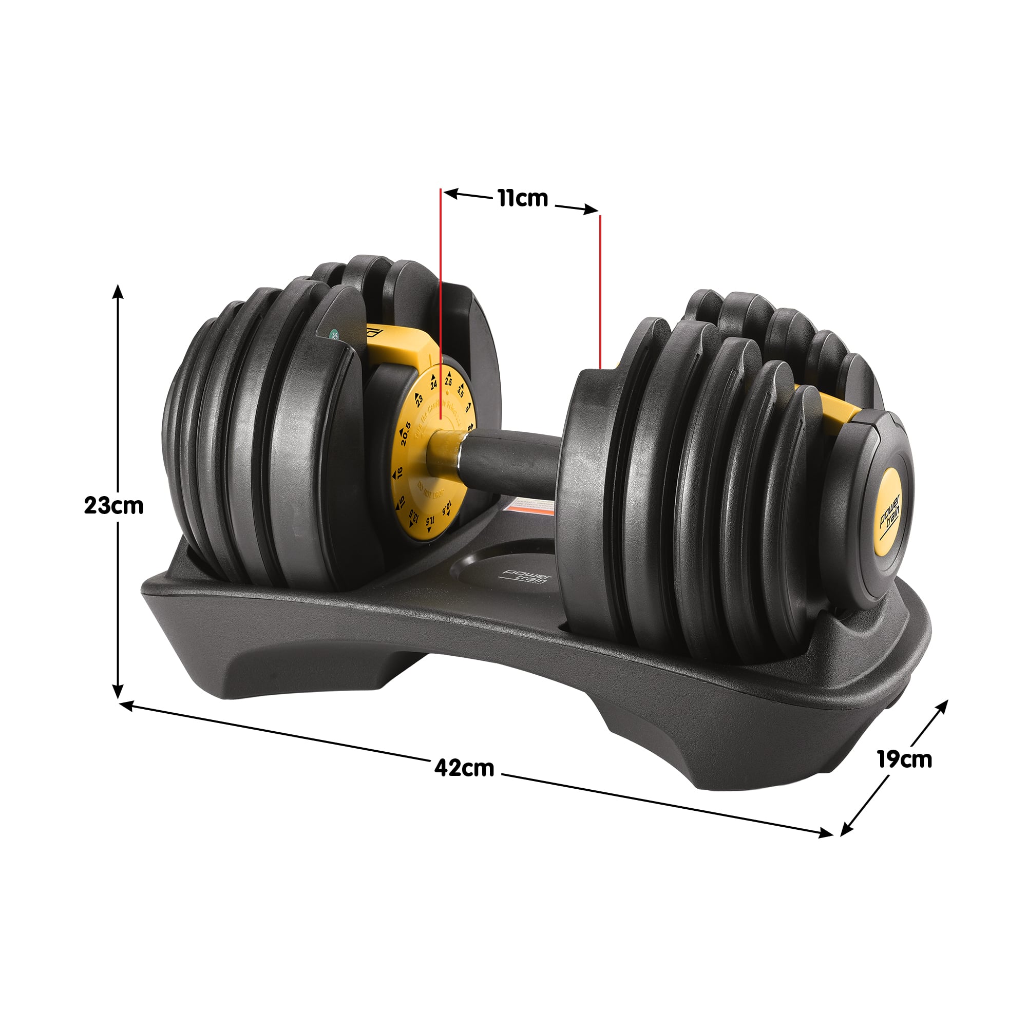 Powertrain 48KG Adjustable Dumbbell Set Gold with Stand