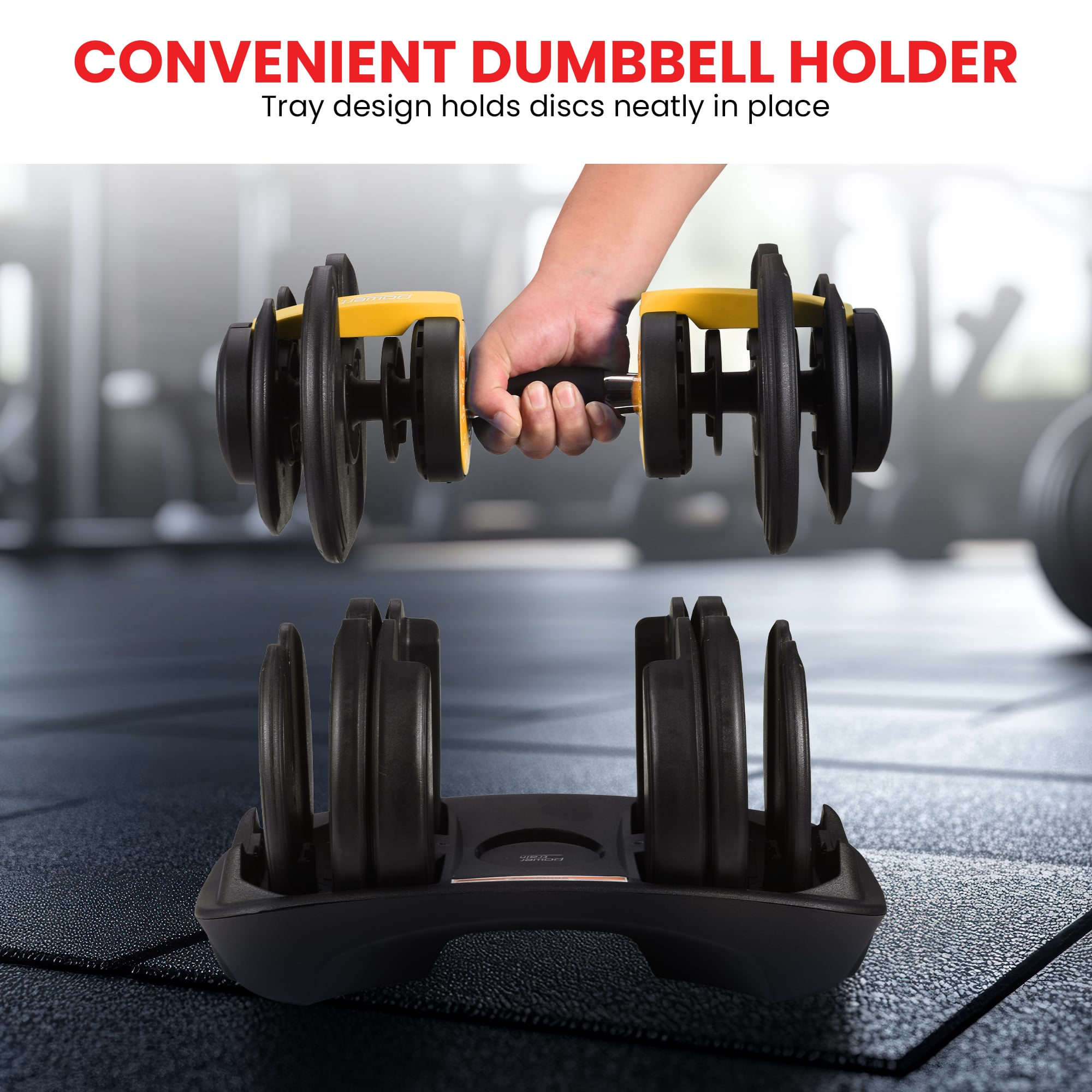 Powertrain 48KG Adjustable Dumbbell Set Gold with Stand