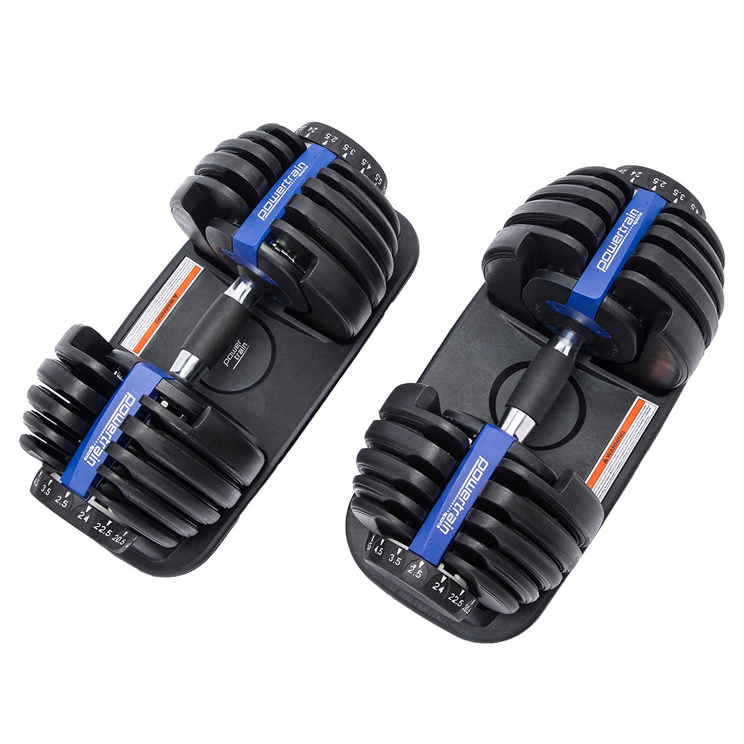 Adjustable 24kg Dumbbell Set, 15 Weights, Ergonomic - Powertrain