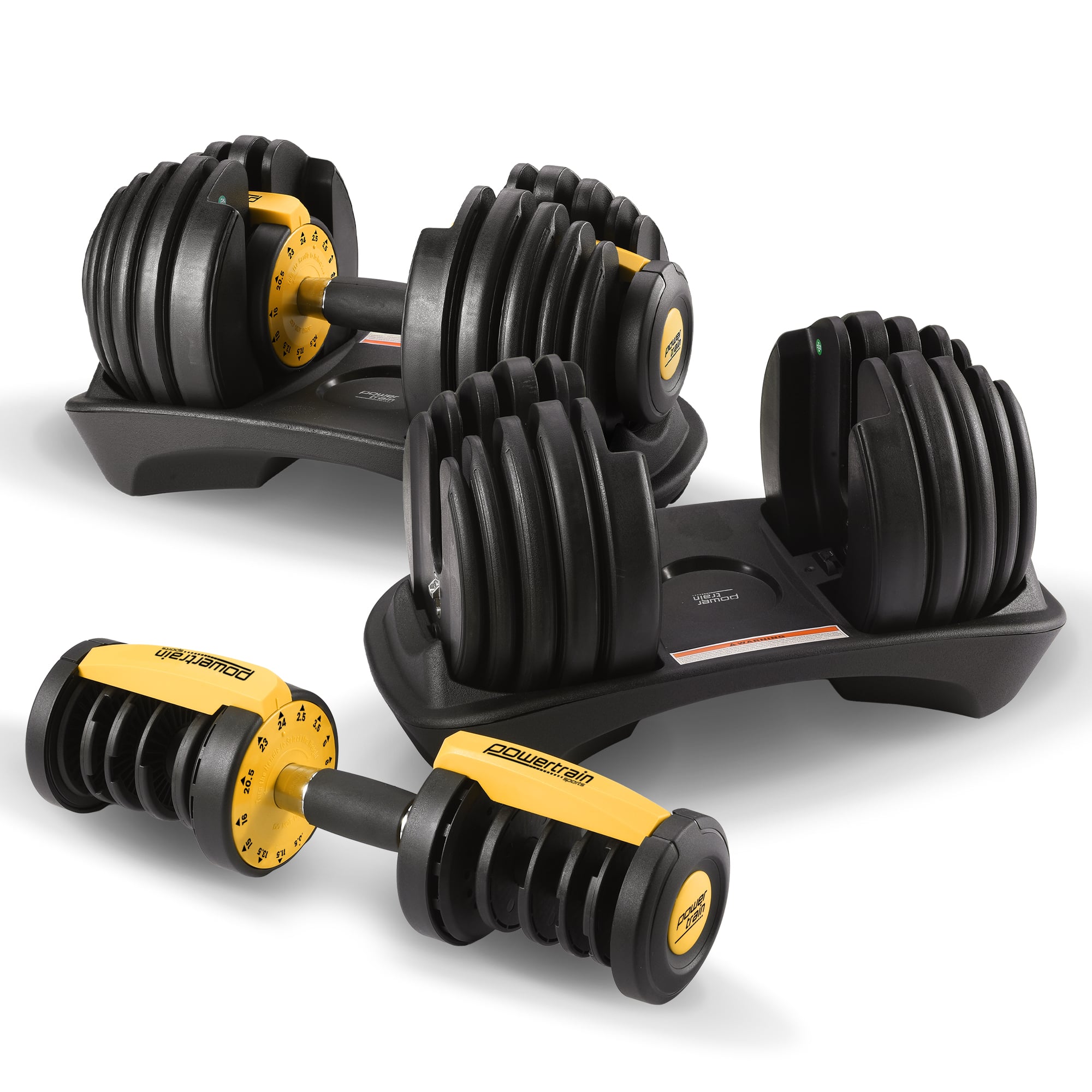 Powertrain 48kg Adjustable Dumbbell Set Home Gym Gold
