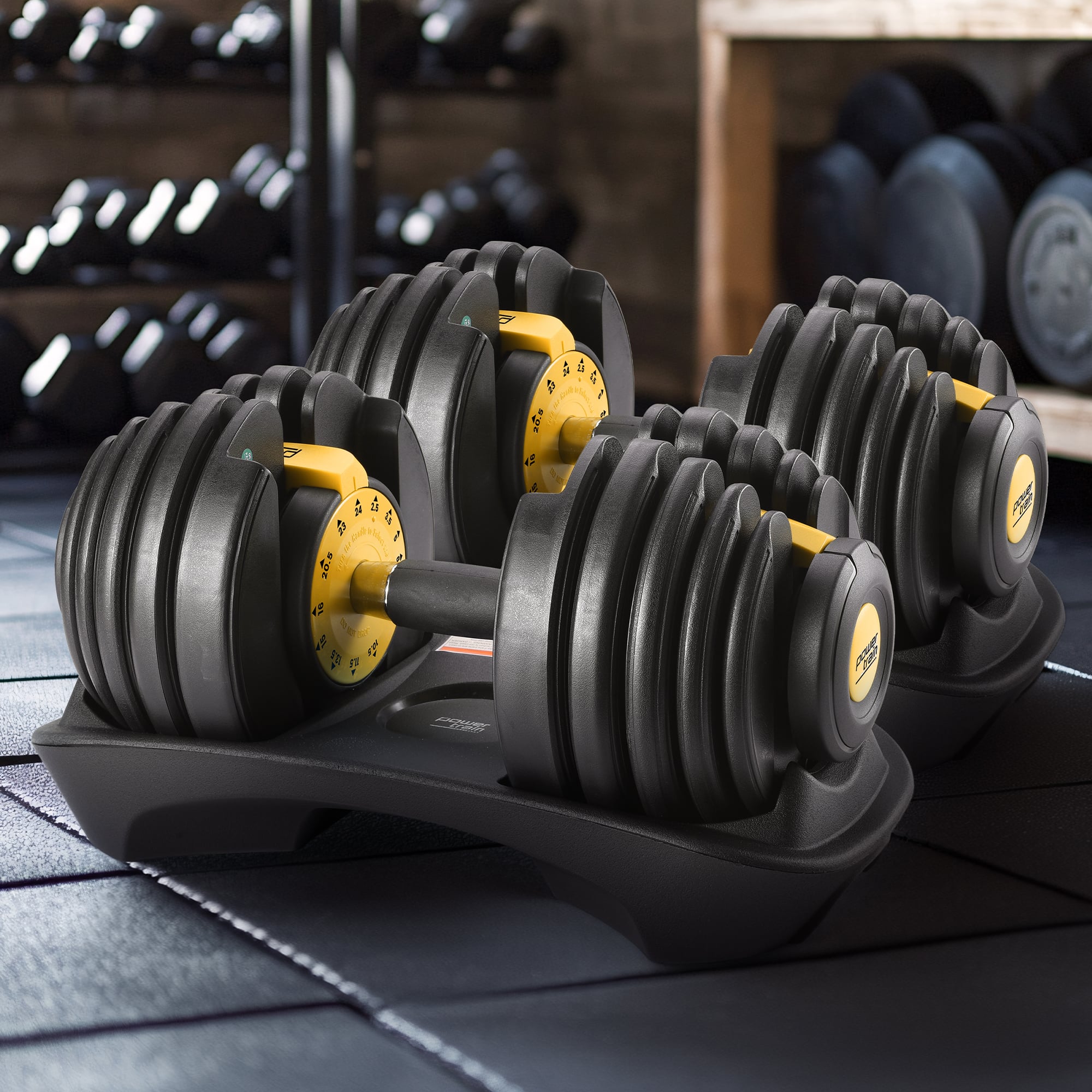 Powertrain 48kg Adjustable Dumbbell Set Home Gym Gold