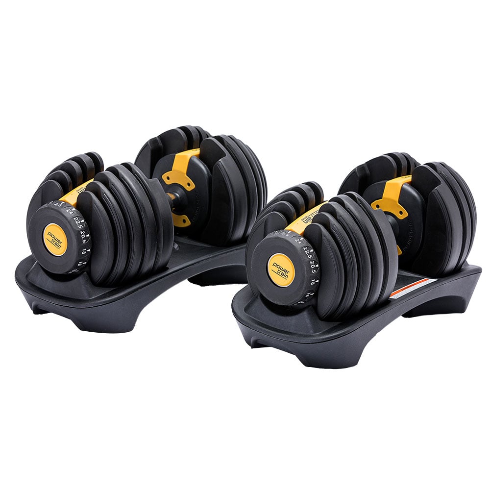 Adjustable 48kg Dumbbells, 15 Weights, Home Gym Set, Powertrain