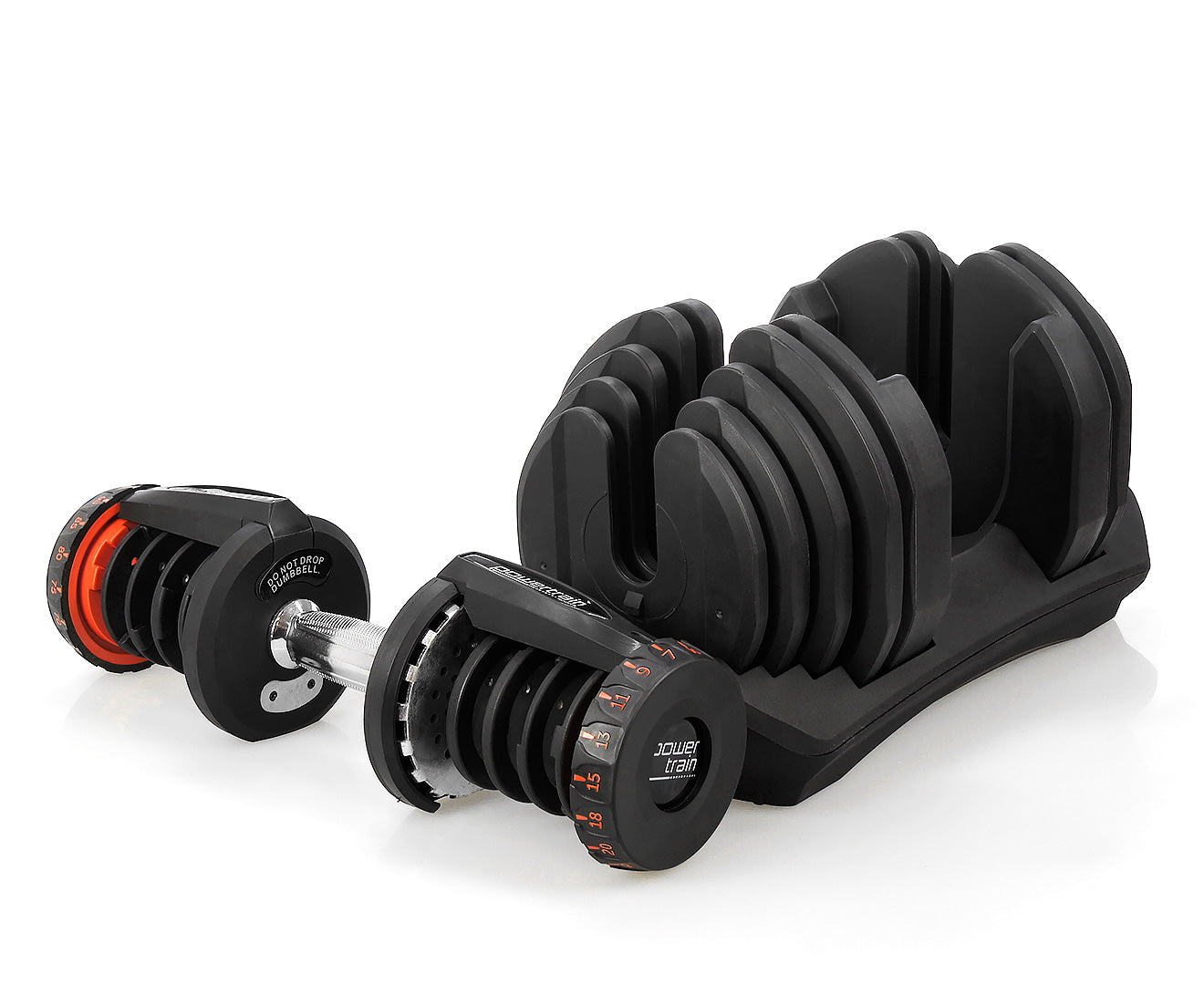 40kg Adjustable Dumbbell, 17 Levels, Ergonomic - Powertrain