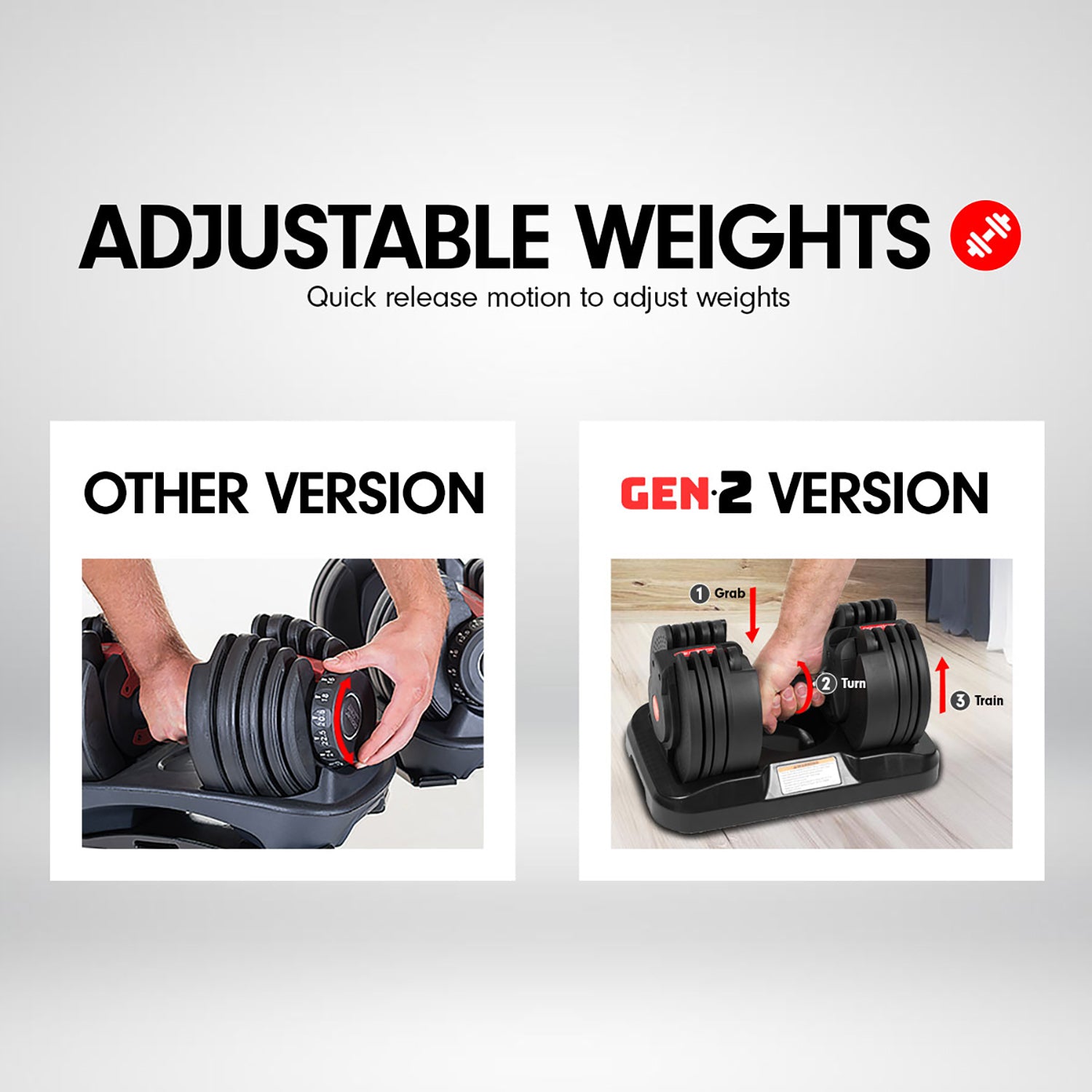 Adjustable 20kg Dumbbell with Holder, 16 Weights - Powertrain