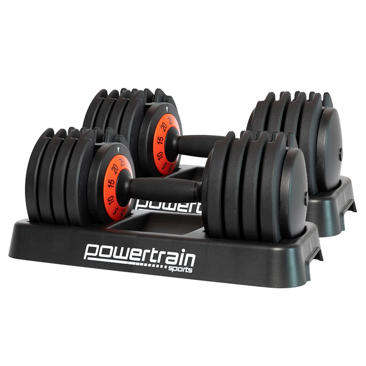 Adjustable Cast Iron Dumbbell Set, 50kg, 5-Settings – Powertrain