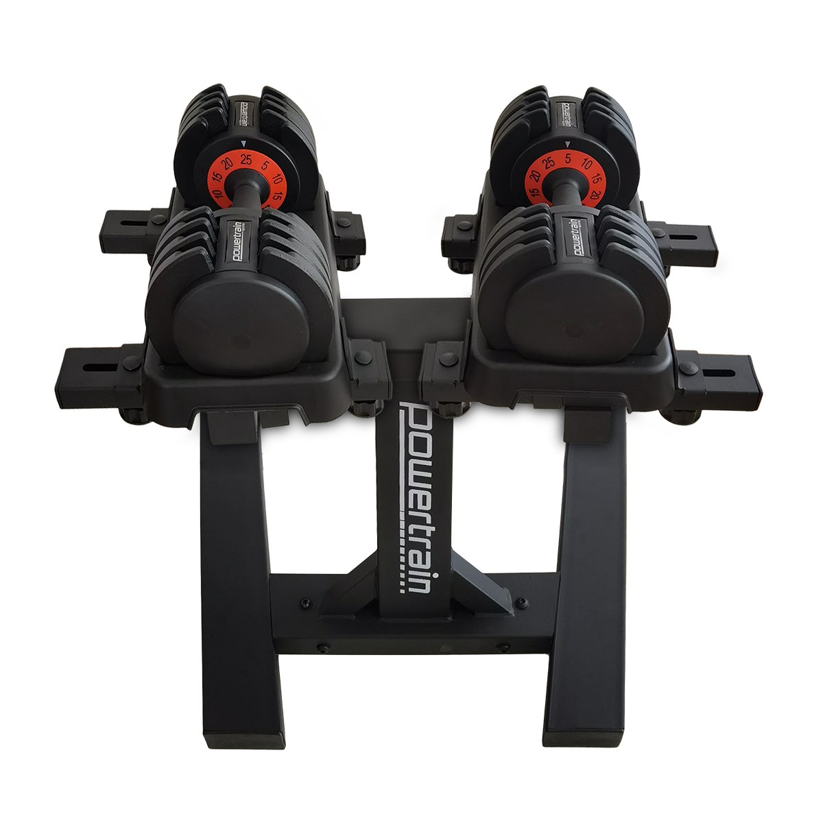 Adjustable Cast Iron Dumbbell Set 50kg with Stand - Powertrain GEN2