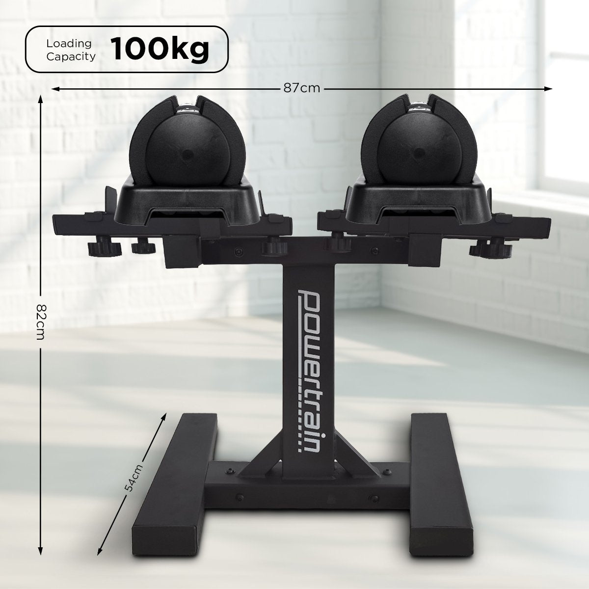 Adjustable Cast Iron Dumbbell Set 50kg with Stand - Powertrain GEN2