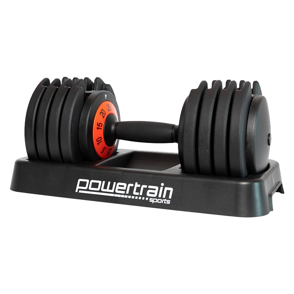 Adjustable 25kg Dumbbell, Space-Saving, Cast Iron, Powertrain