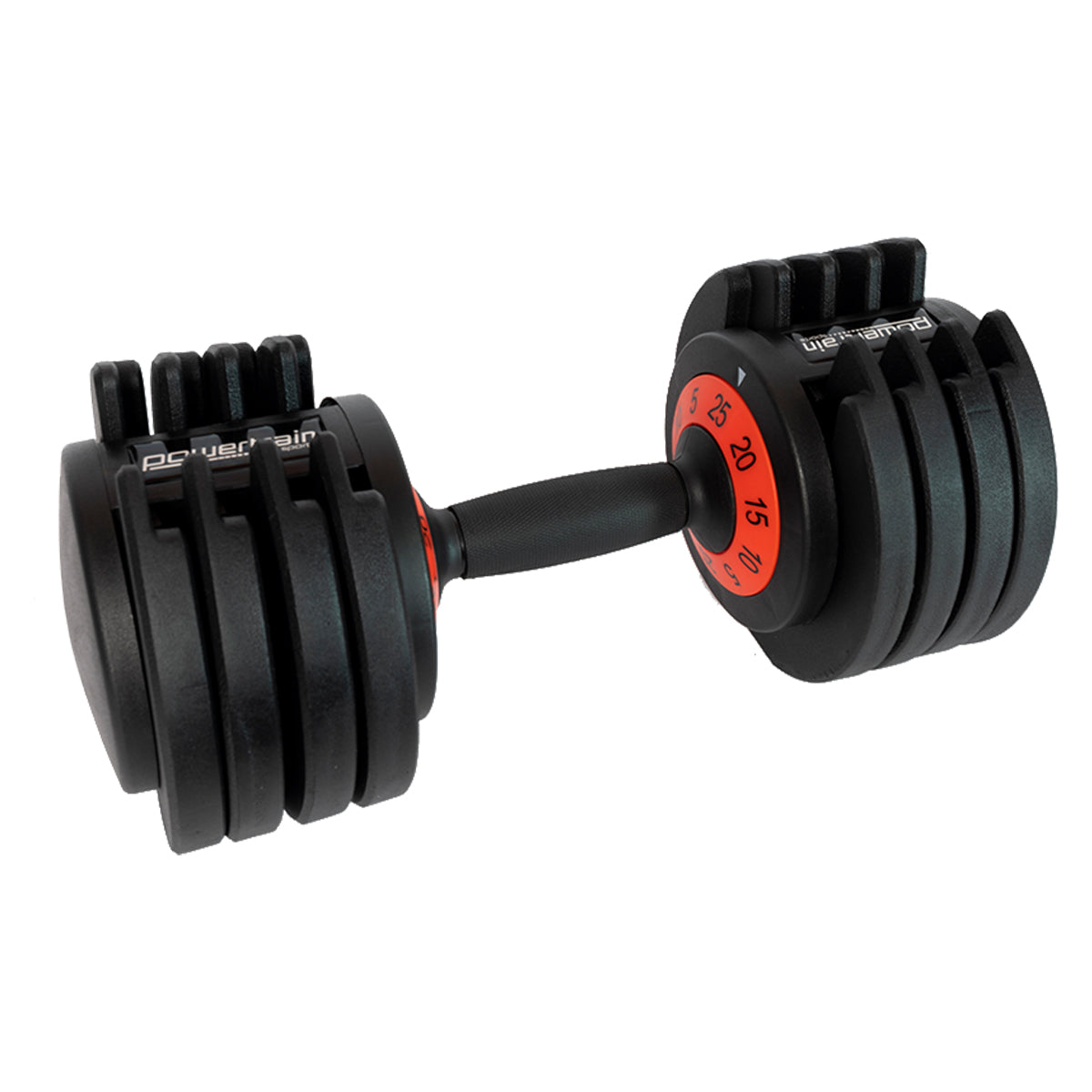 Adjustable 25kg Dumbbell, Space-Saving, Cast Iron, Powertrain