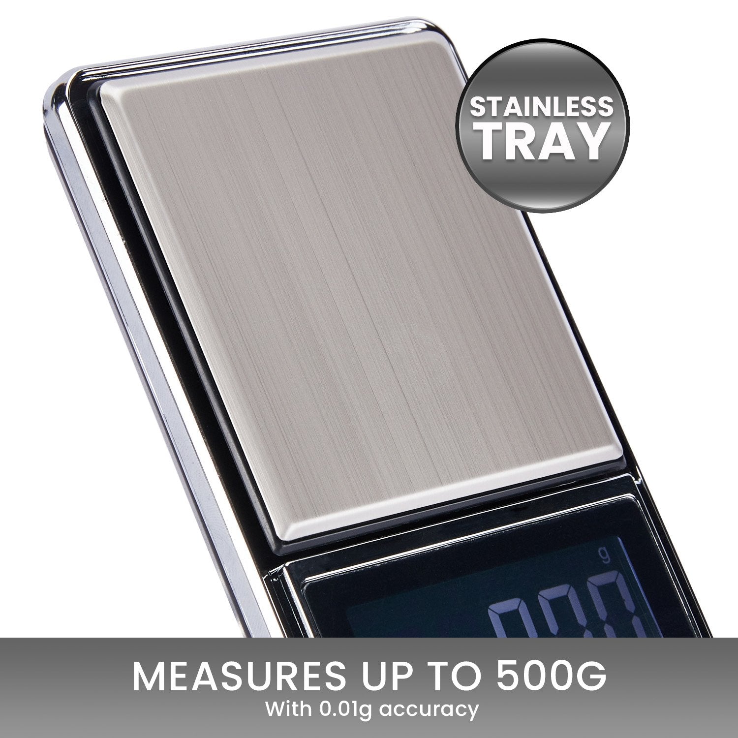 Precision Pocket Kitchen Scale 500g/0.01g LCD, Stainless