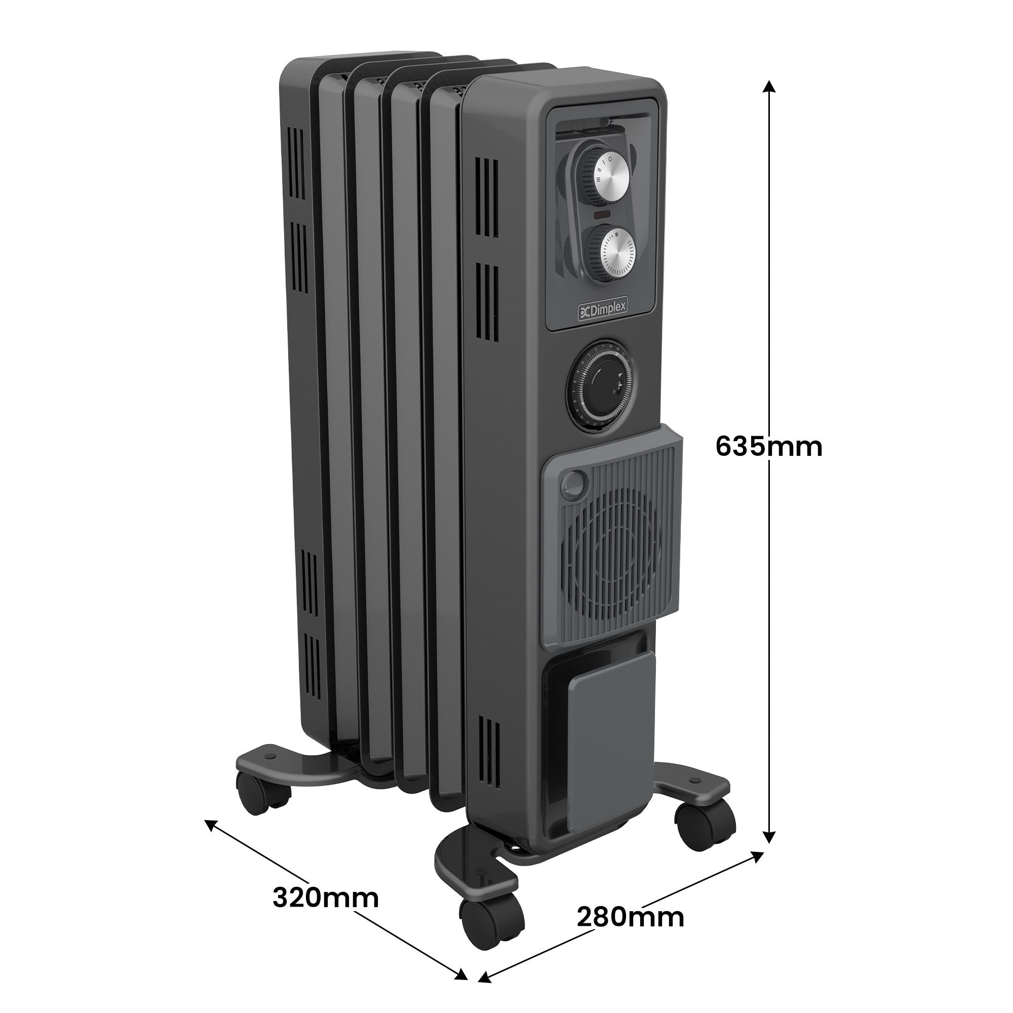 Dimplex Oil Free 1.5kW Column Heater w/ Turbo Fan and Timer in Black