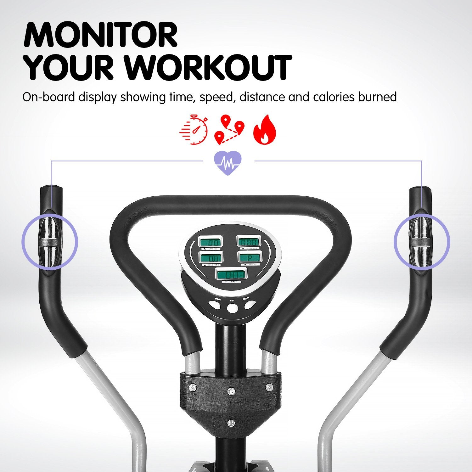 5-in-1 Elliptical Trainer Bike w Dumbbells, Resistance Bands