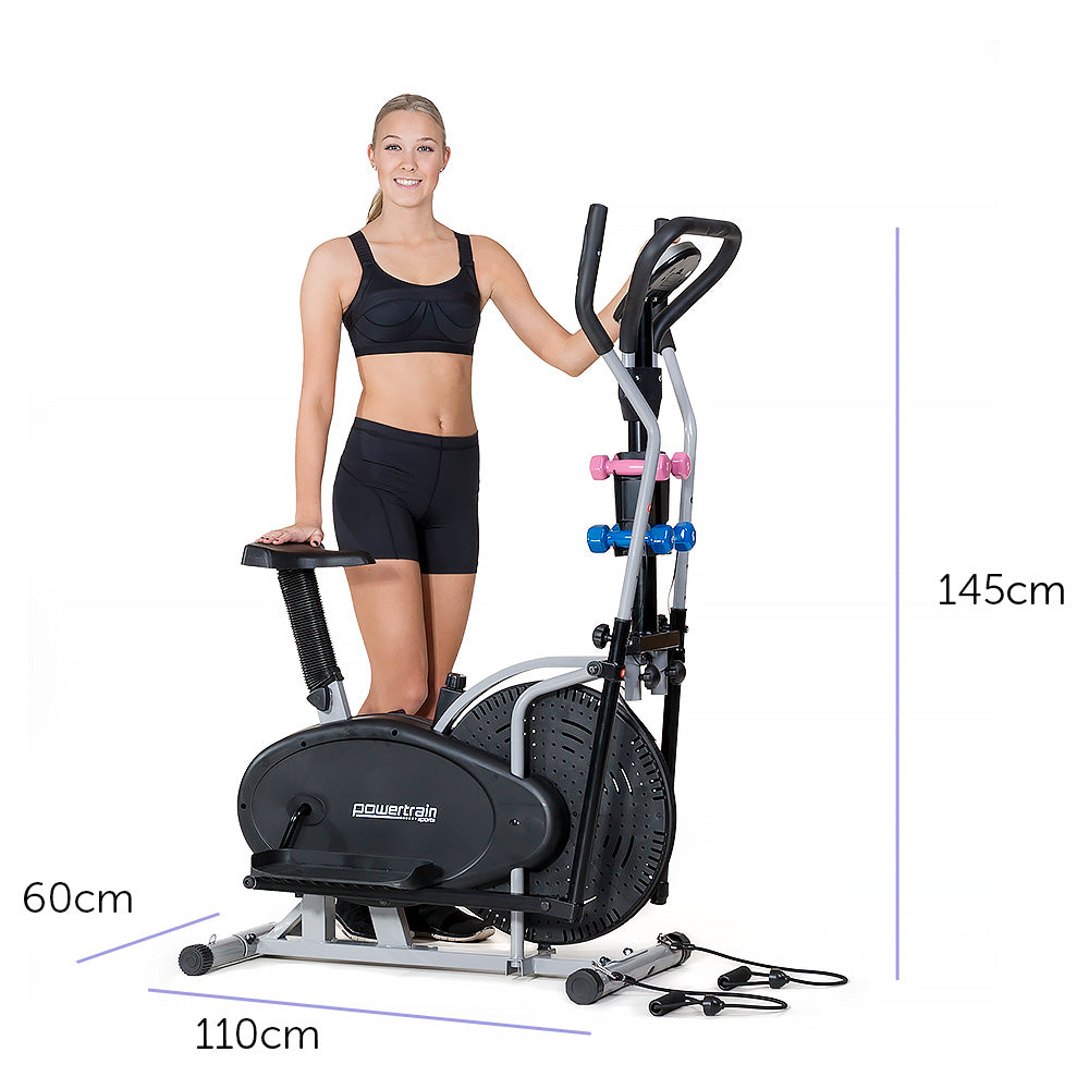 5-in-1 Elliptical Trainer Bike w Dumbbells, Resistance Bands