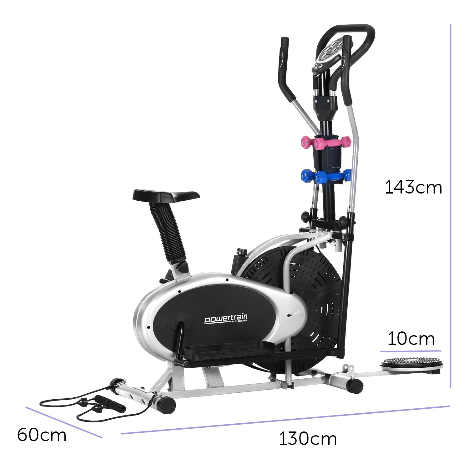 Reversible Elliptical Cross Trainer Bike with Weights & Bands