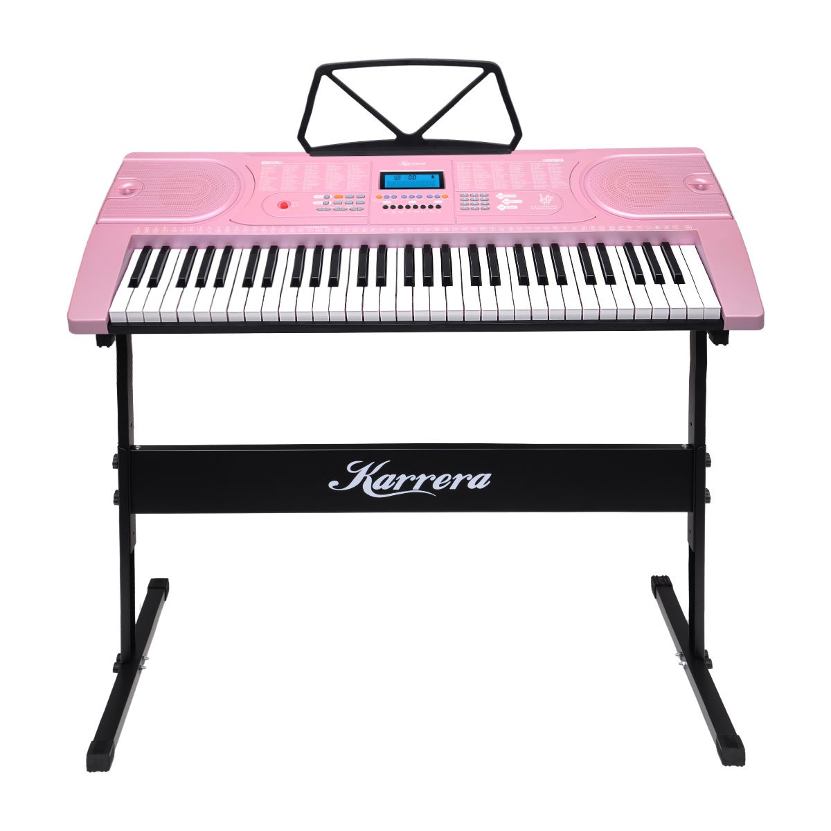 61-Key Pink Electronic Keyboard Piano with Stand, LCD Display