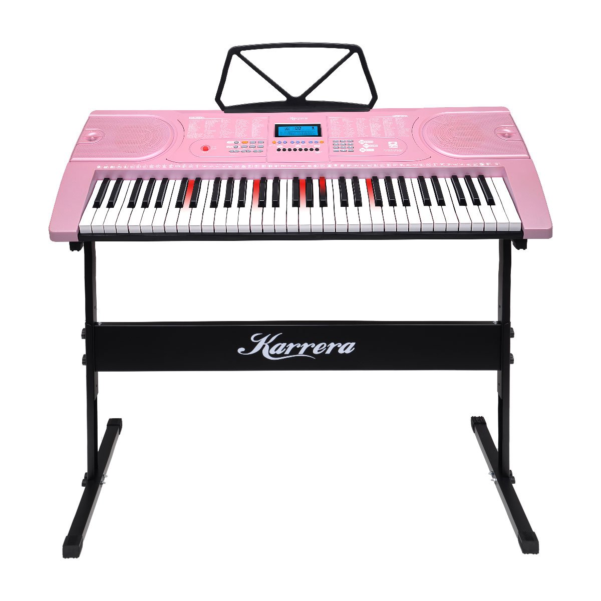 61-Key LED Piano Keyboard, 255 Timbres, Stand - Karrera