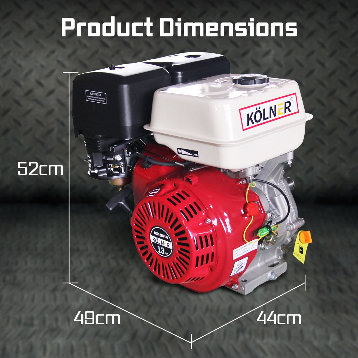 13HP 390cc 4-Stroke Petrol Engine, Recoil Start - Kolner