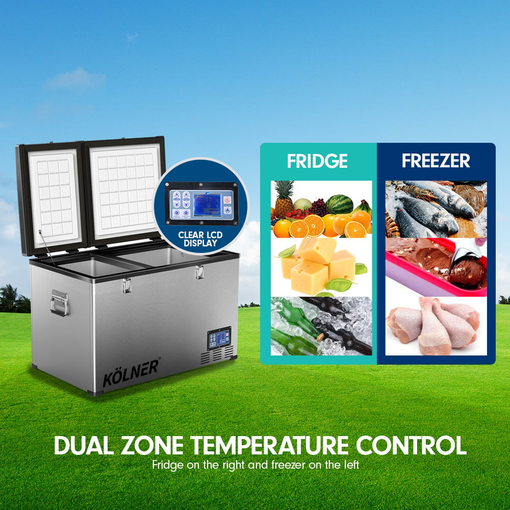 80L Dual-Zone Portable Fridge Freezer, LCD Control, Kolner