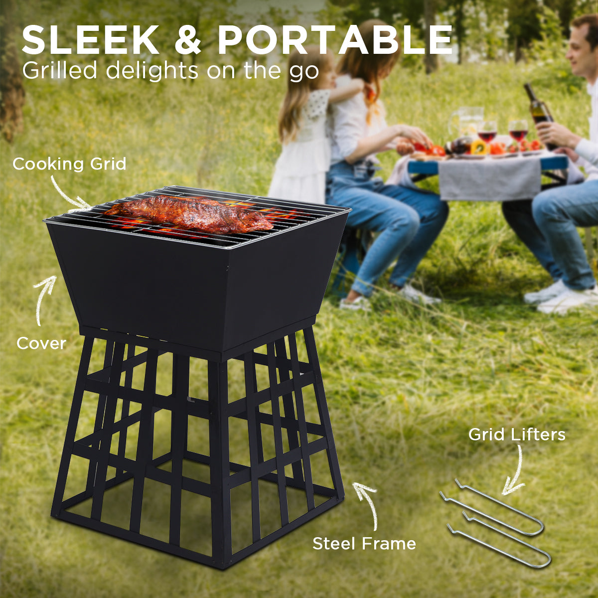 2-in-1 Fire Pit & BBQ with Reversible Stand - Wallaroo