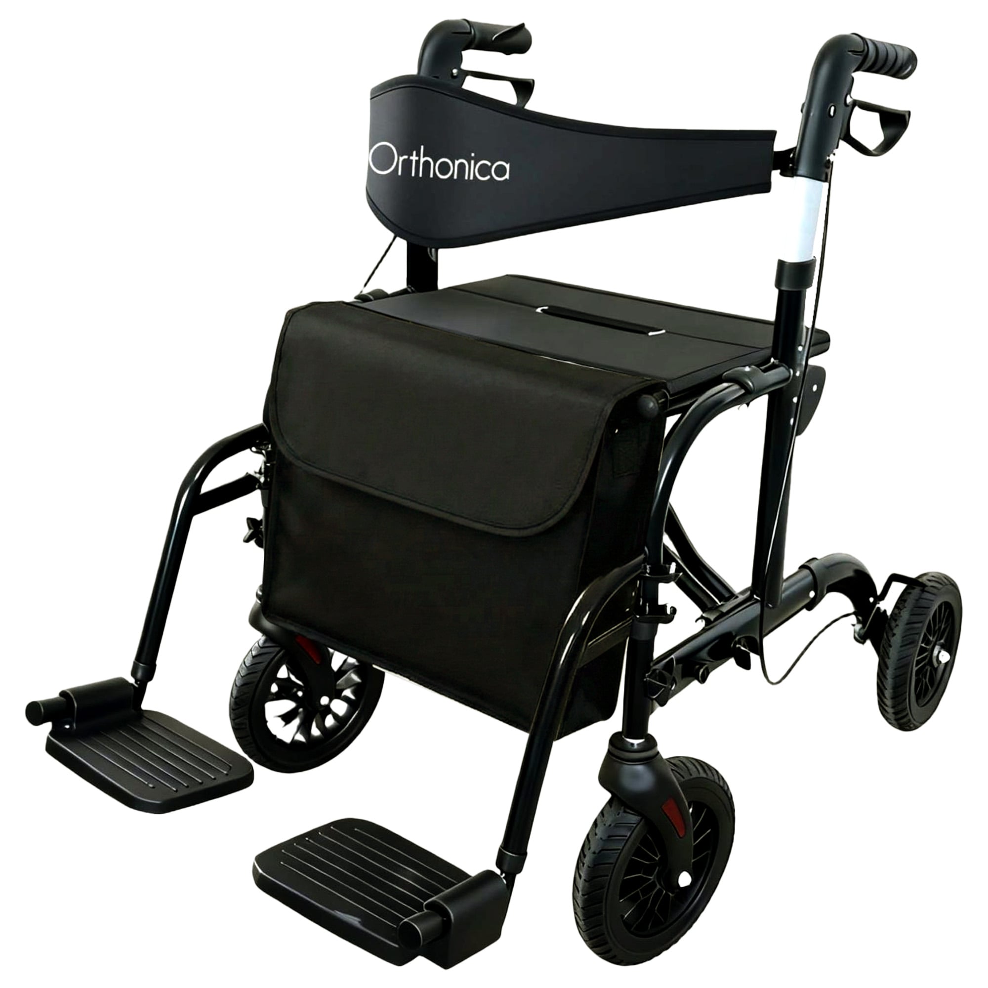 Orthonica Aluminium 2-in-1 Rollator Wheelchair with Foldable Frame – Black & Silver