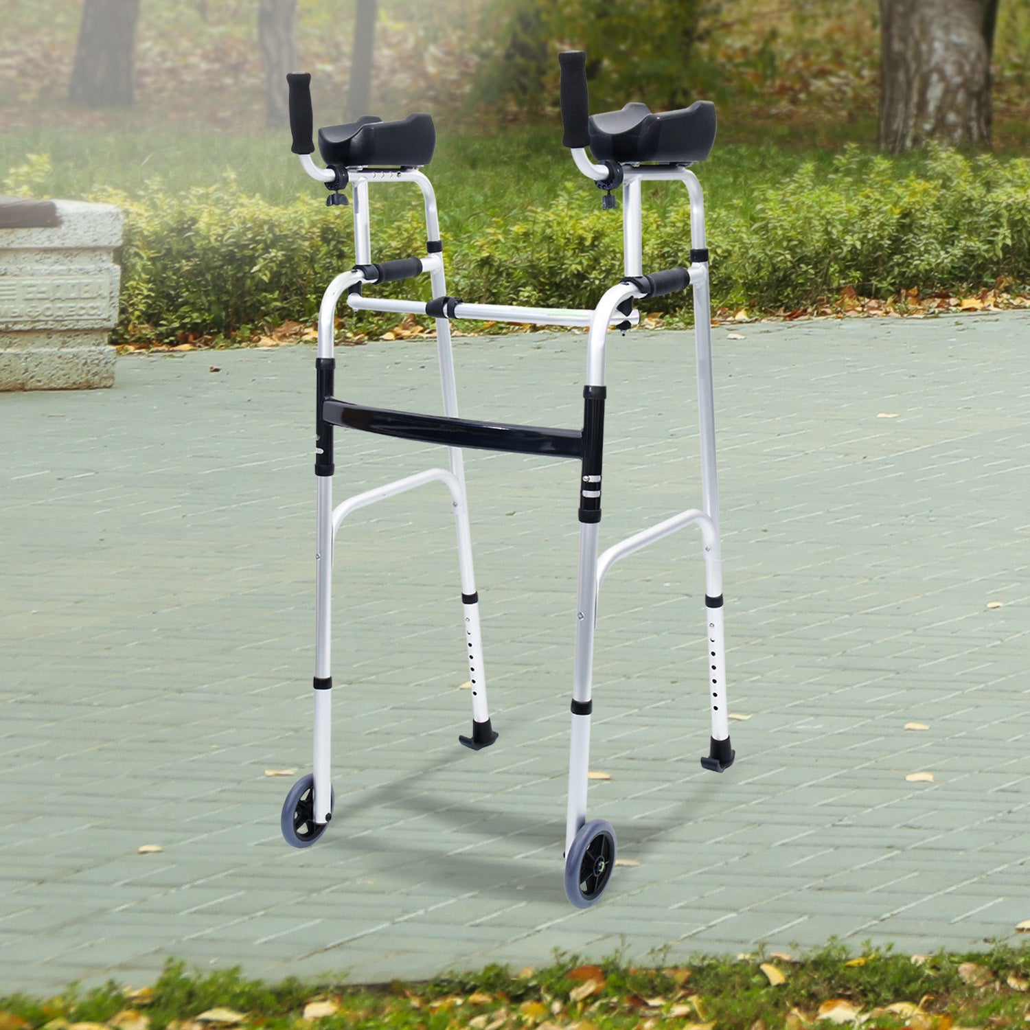 Adjustable Folding Aluminium Rollator Walker with Forearm Supports