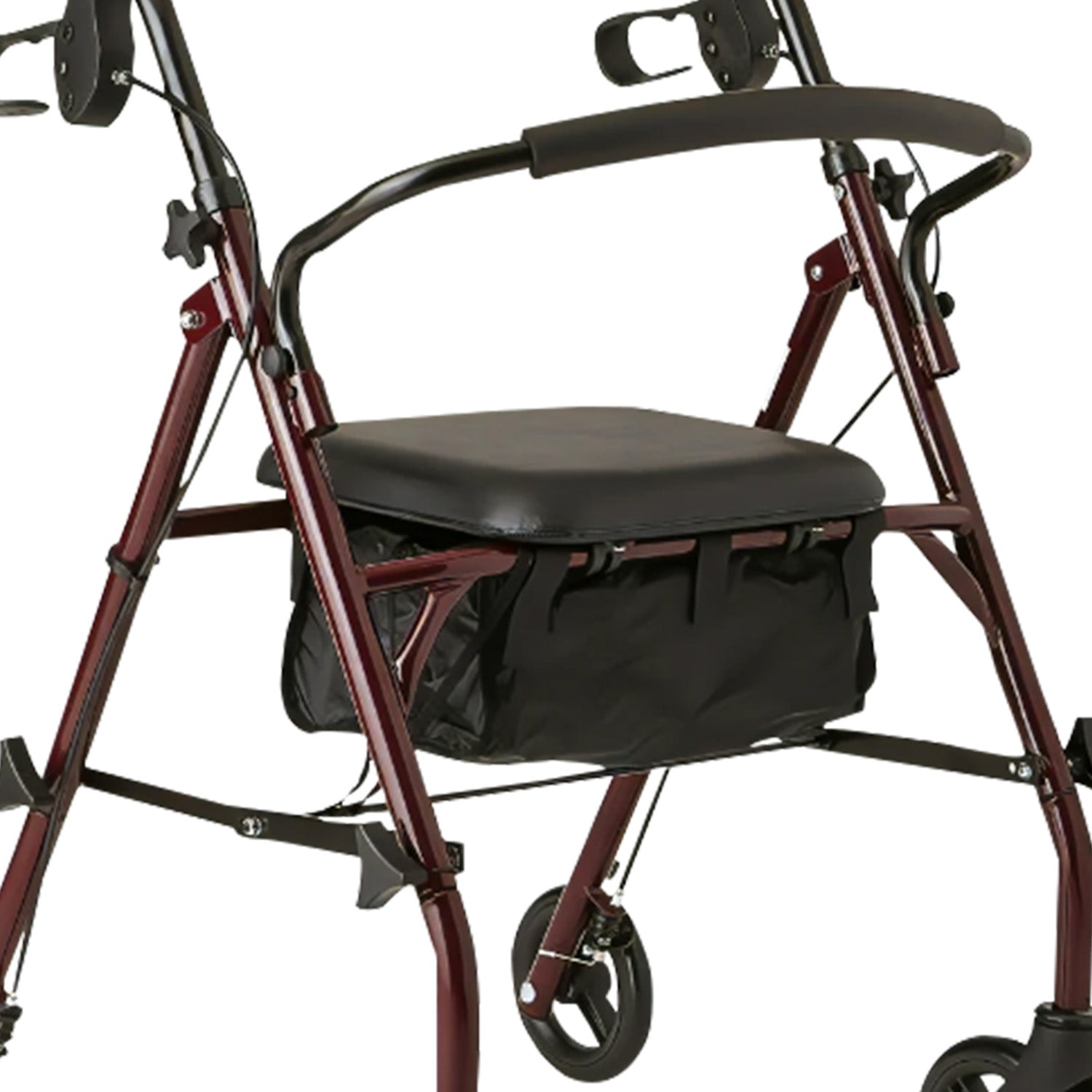 Foldable Steel Rollator Walker, Double Brakes, Adjustable