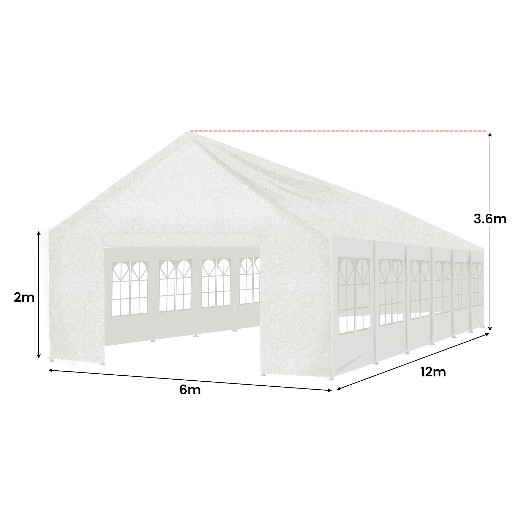 Waterproof 12m x 6m Outdoor Event Marquee Tent, Steel Frame