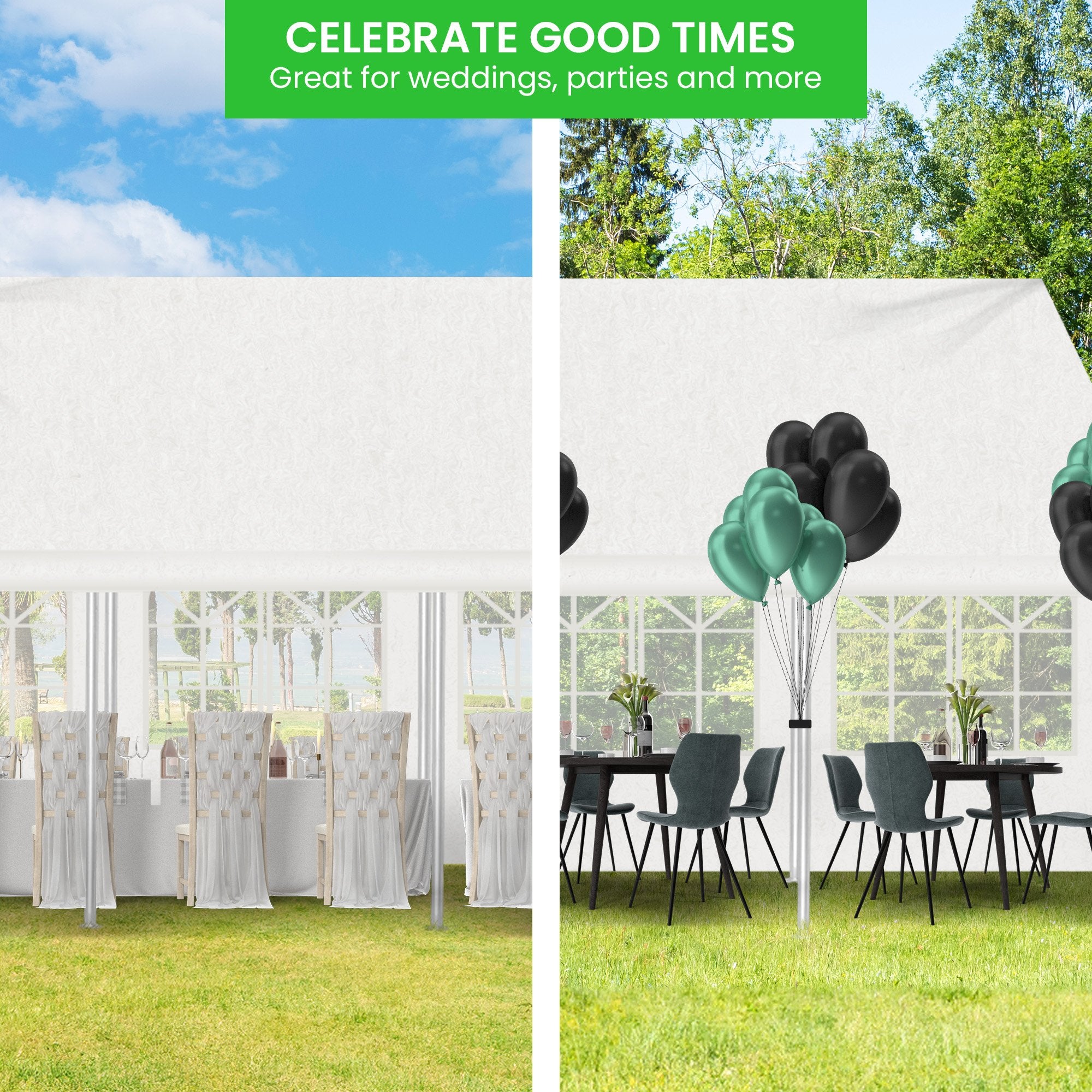 Waterproof 12m x 6m Outdoor Event Marquee Tent, Steel Frame