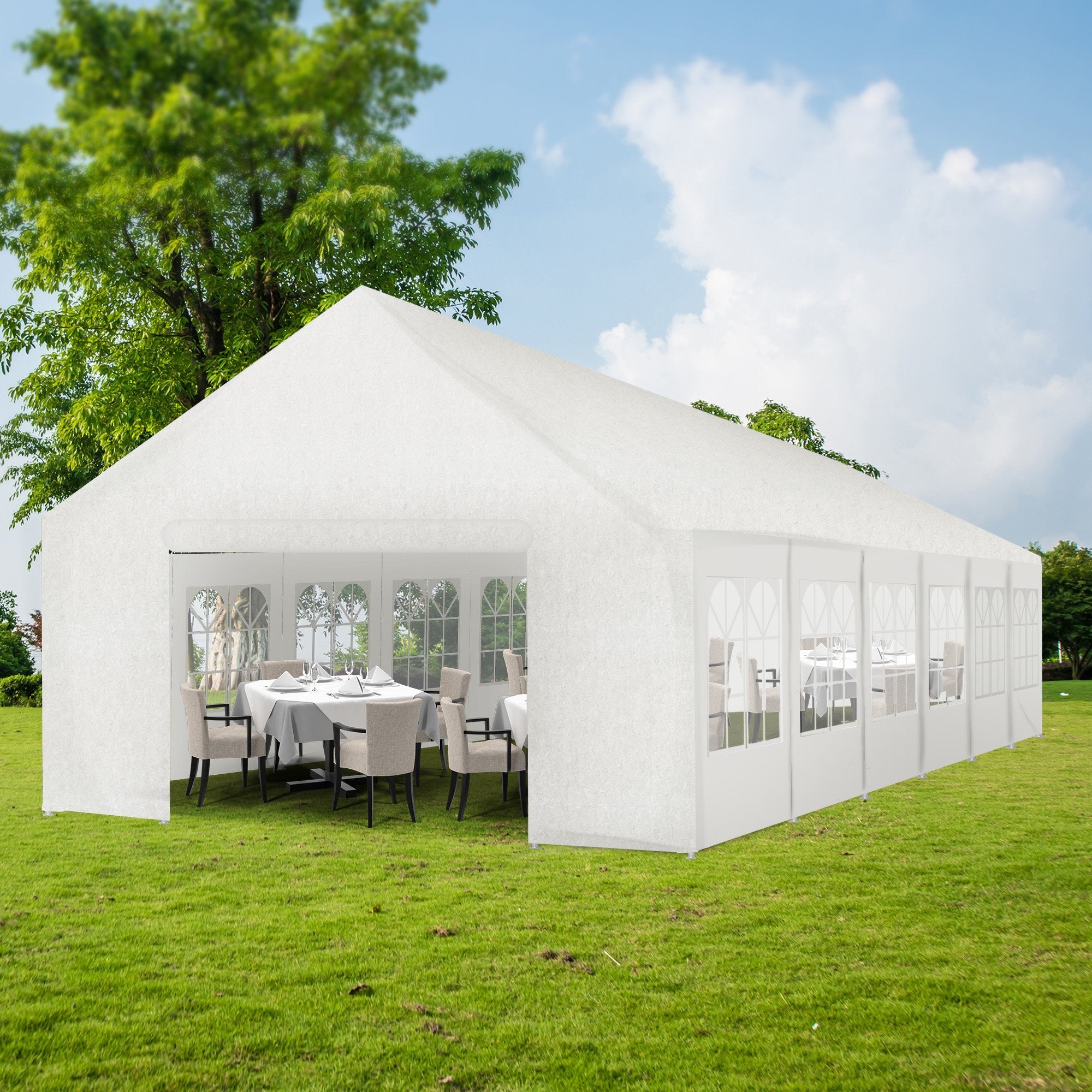 Waterproof 12m x 6m Outdoor Event Marquee Tent, Steel Frame