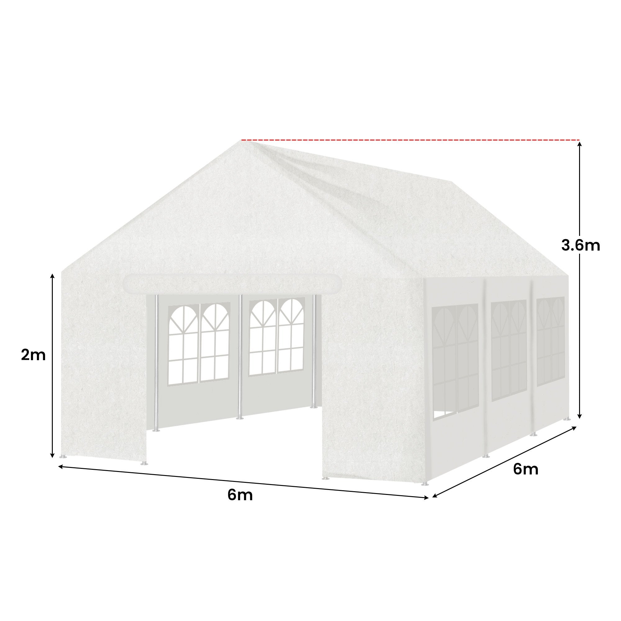 6x6m Water-Resistant Outdoor Event Marquee Gazebo