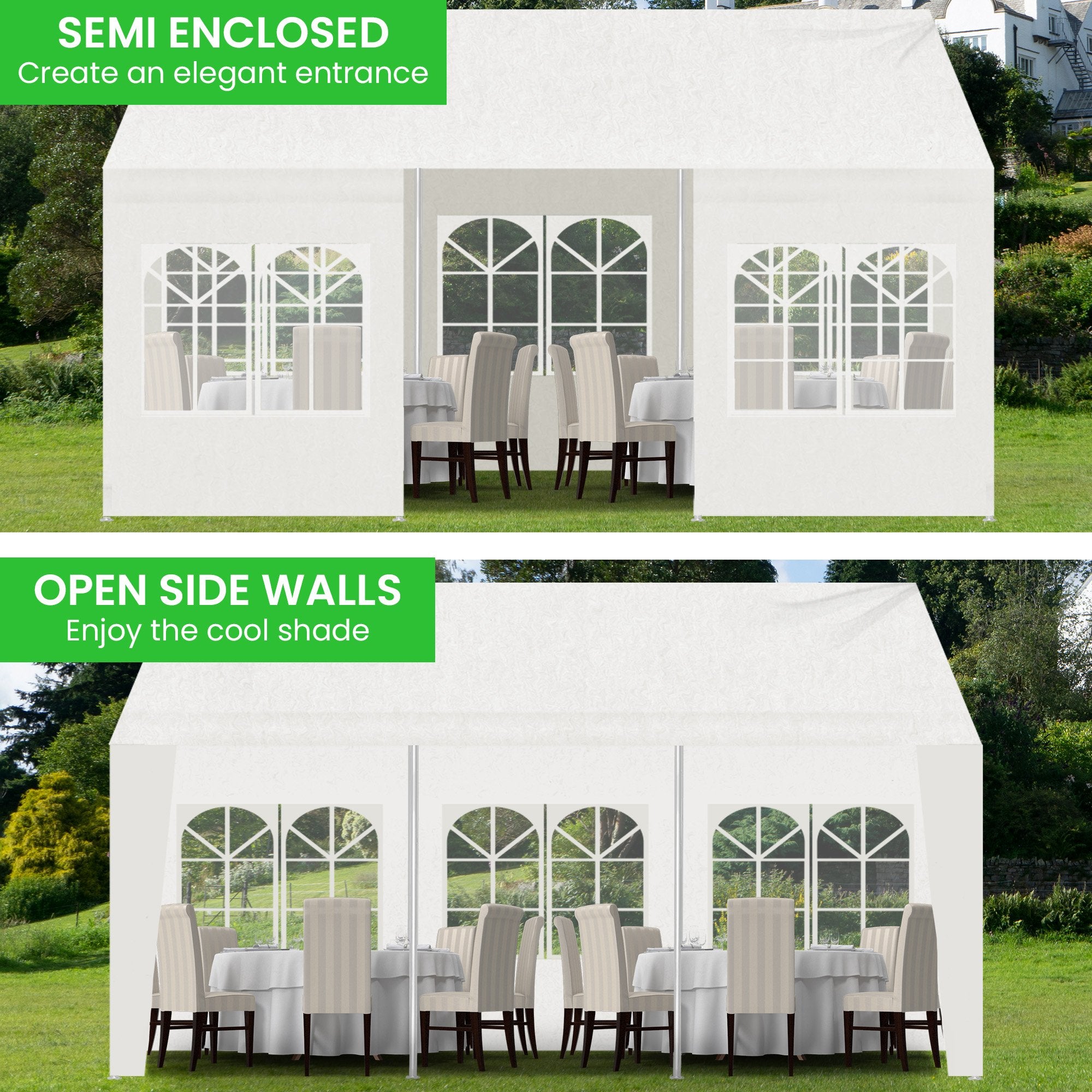 6x6m Water-Resistant Outdoor Event Marquee Gazebo