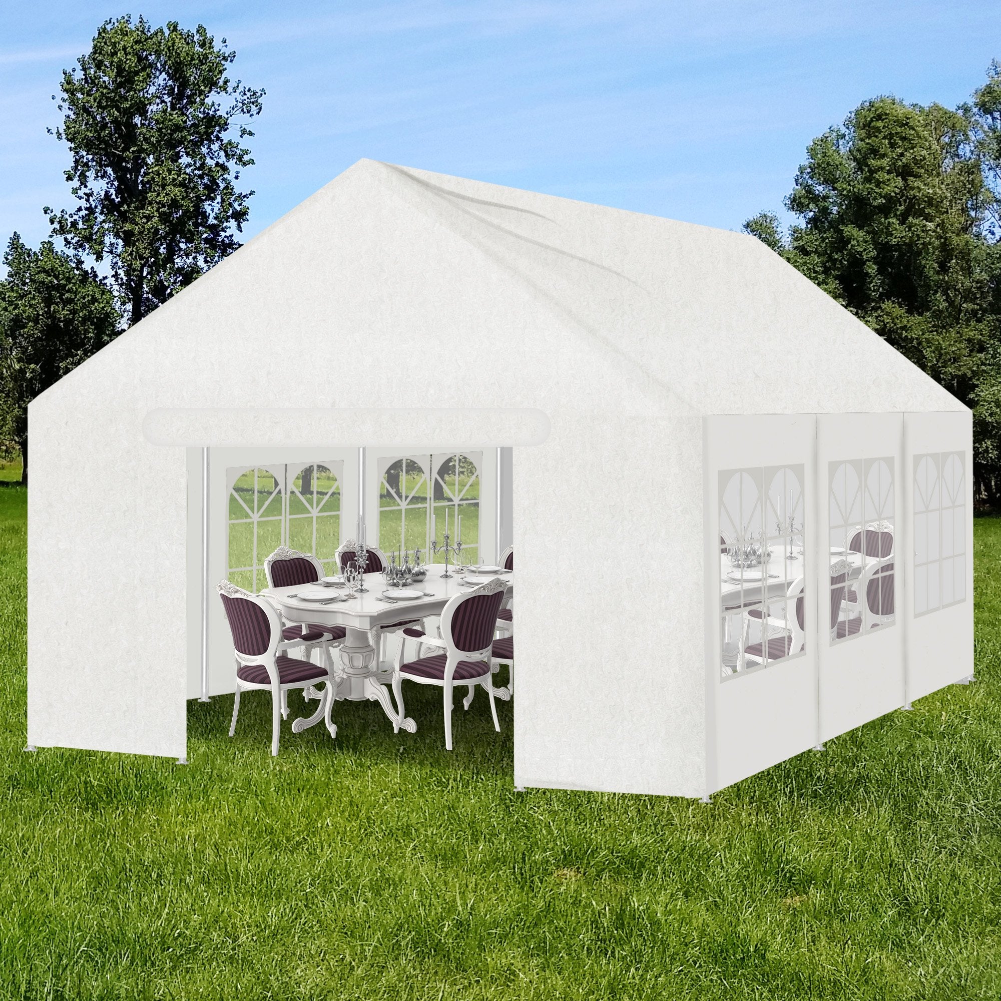 6x6m Water-Resistant Outdoor Event Marquee Gazebo