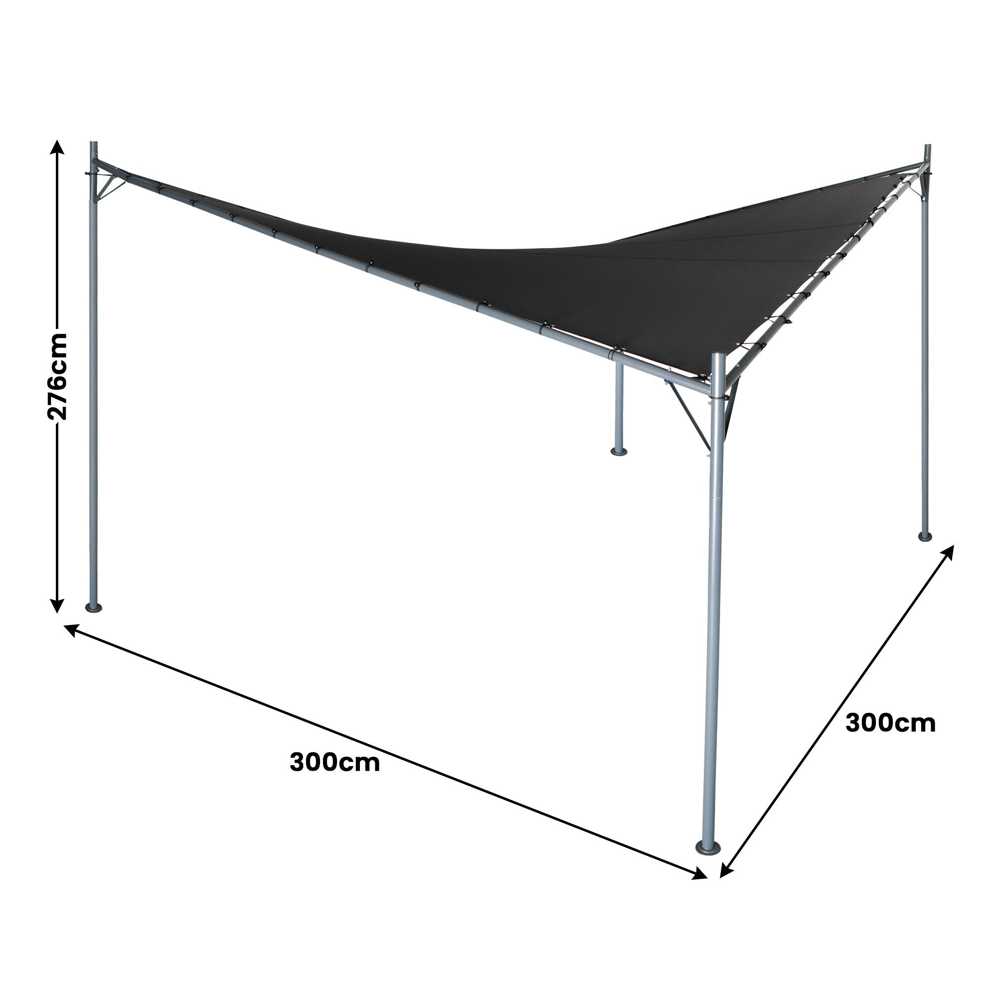 Butterfly Design 3x3m Steel Gazebo, UPF 50+, Charcoal