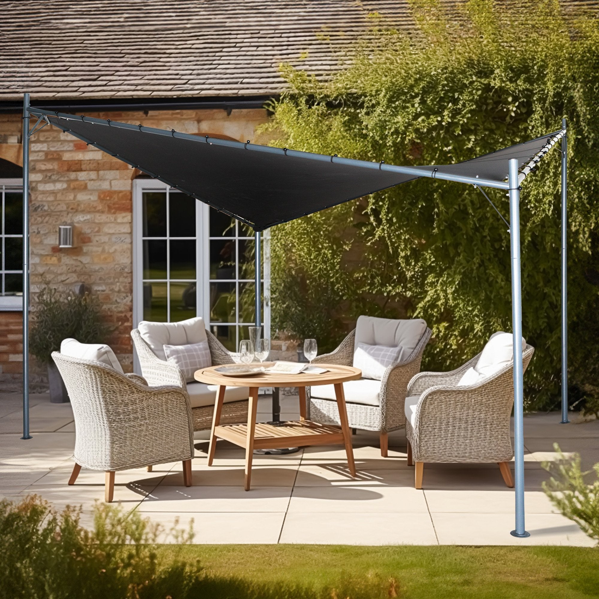 Butterfly Design 3x3m Steel Gazebo, UPF 50+, Charcoal