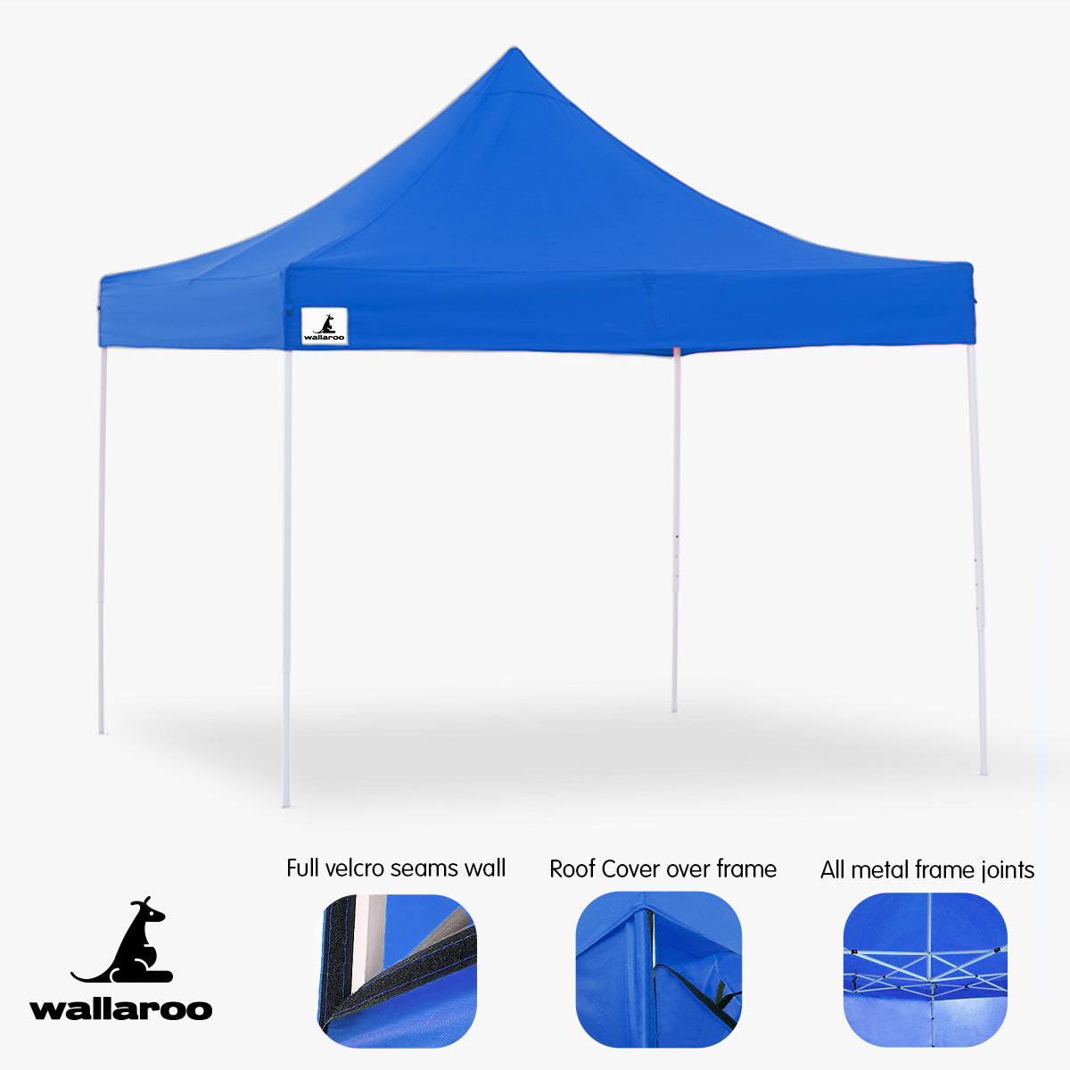 Quick Setup 3x3m Pop-Up Gazebo Tent - Blue, Wallaroo