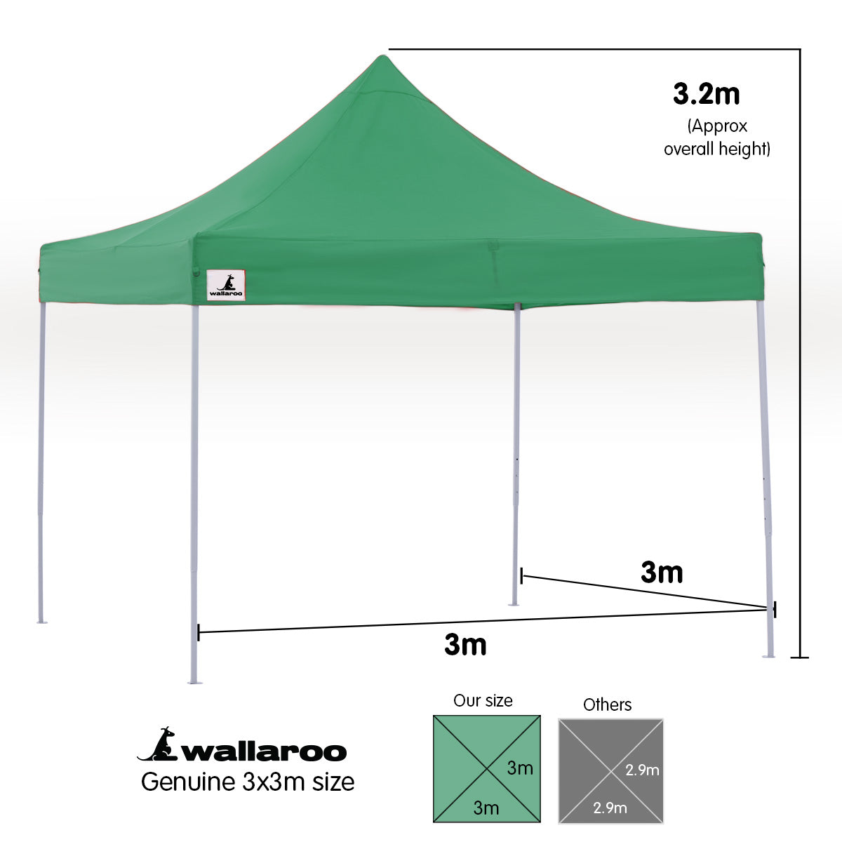 Easy Set-Up 3x3m Gazebo Tent with Steel Frame - Wallaroo