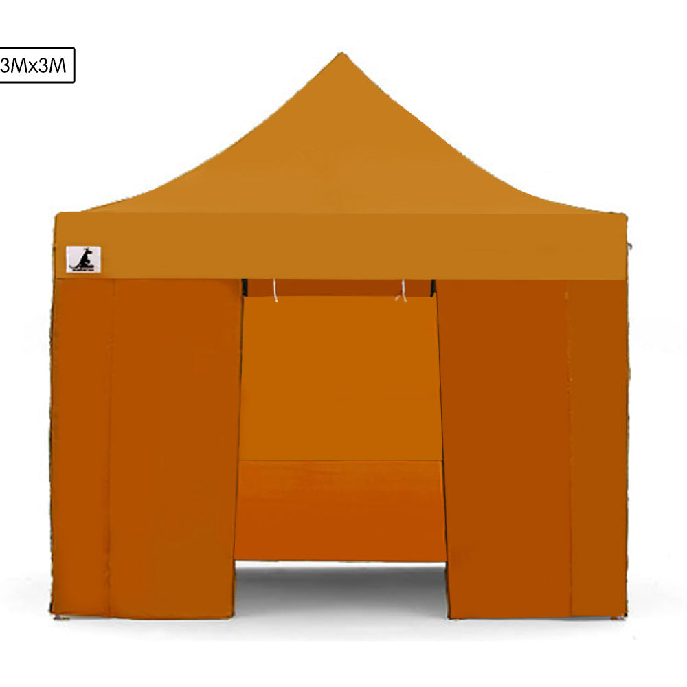 Powder Coated Steel Pop-Up Gazebo Tent 3x3m - Orange - Wallaroo